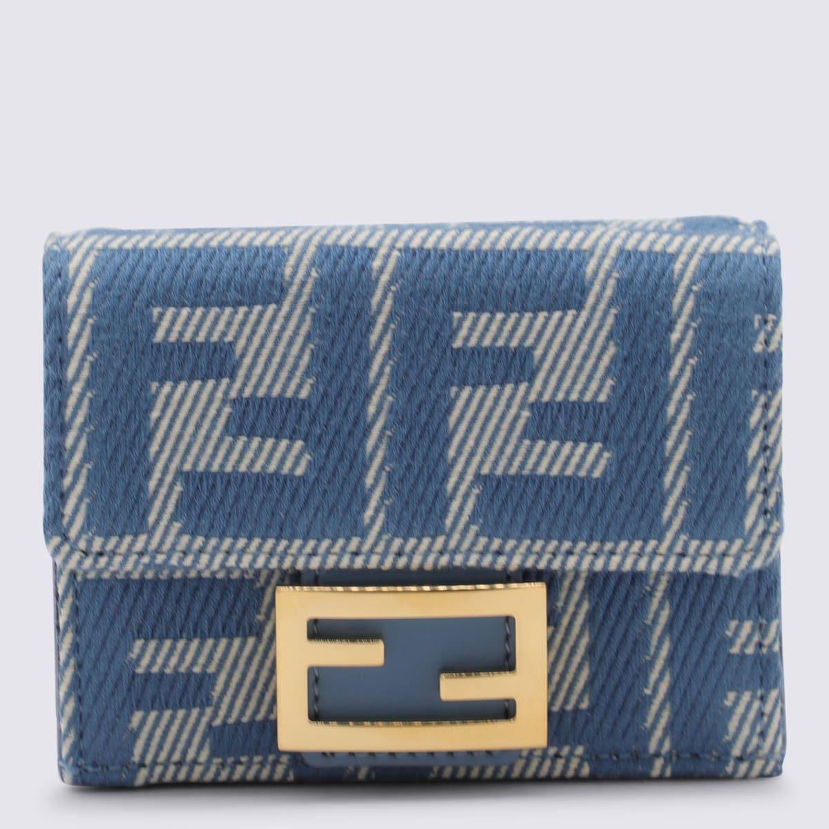 fendi blue denim cotton wallet