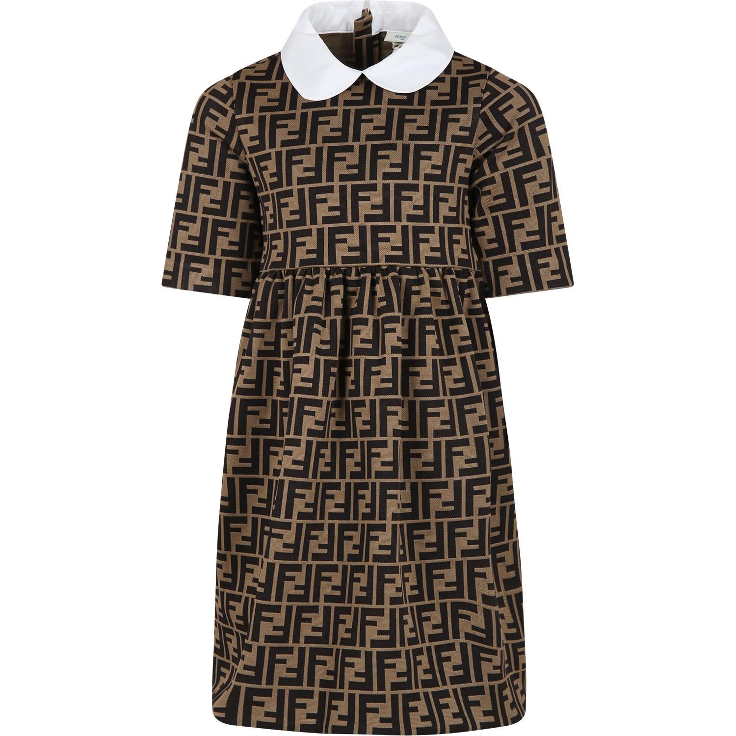 fendi brown dress for girl with double f