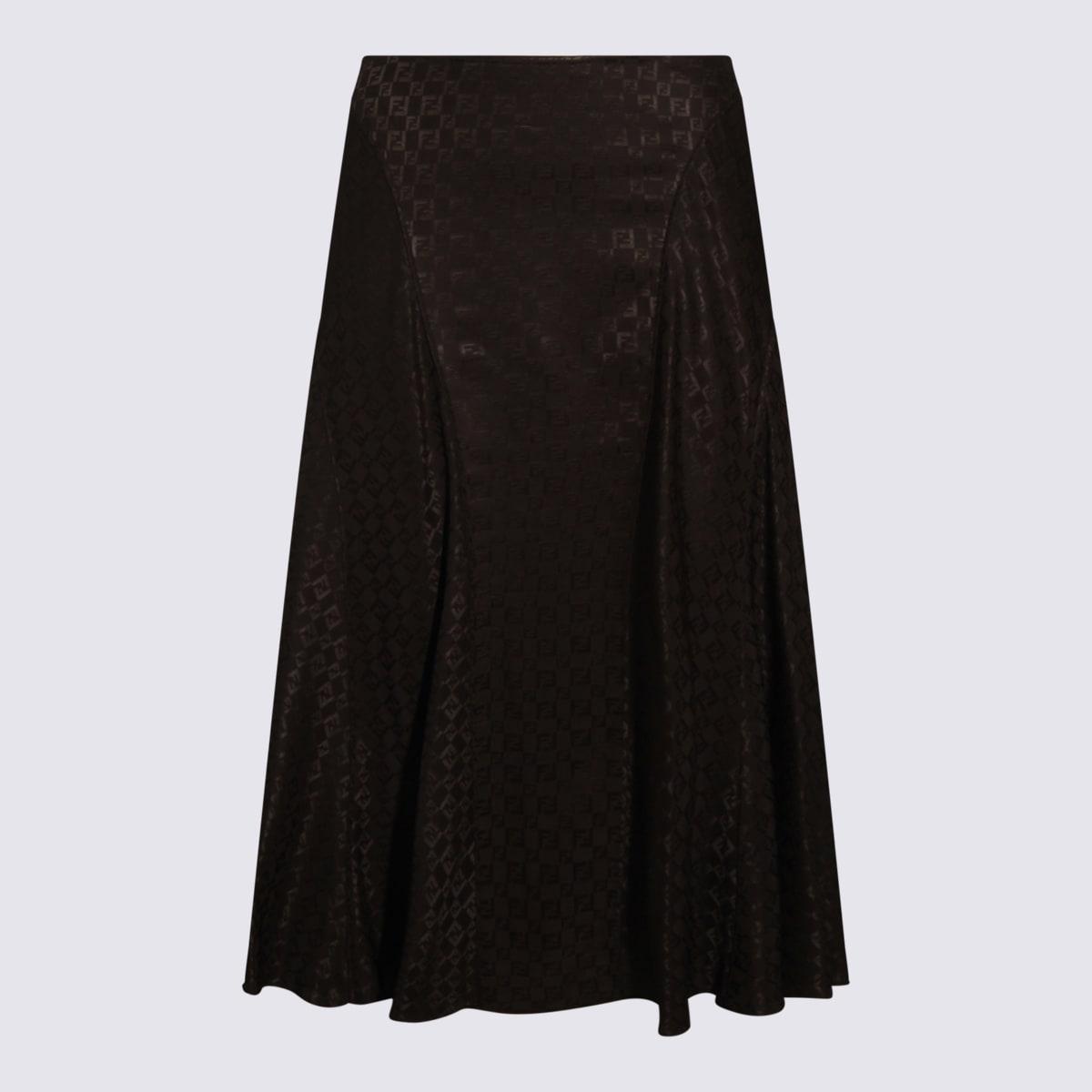 fendi brown silk skirt