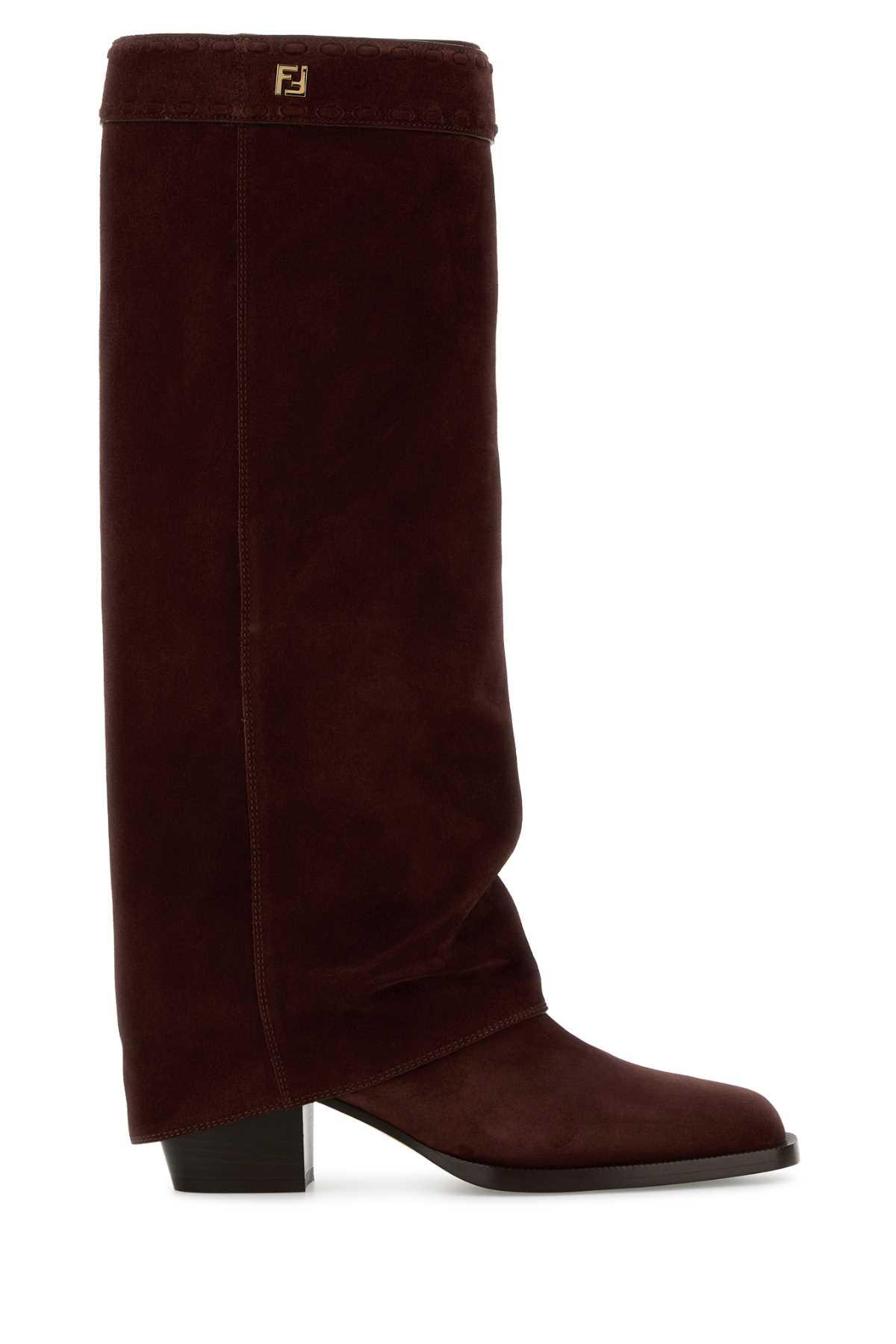 fendi burgundy suede minerva boots