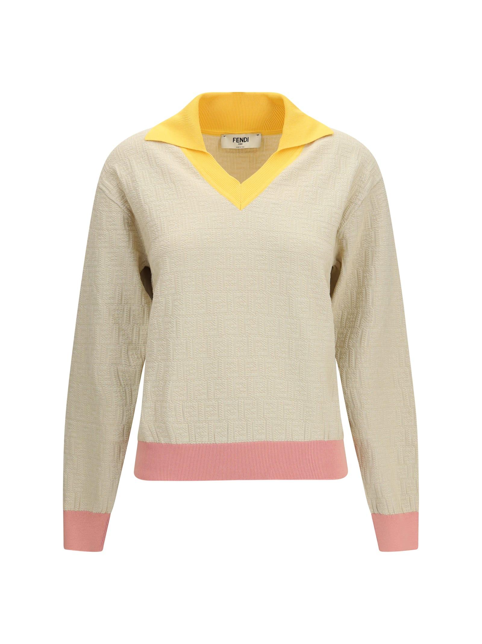 fendi cotton and silk sweater with ff logo