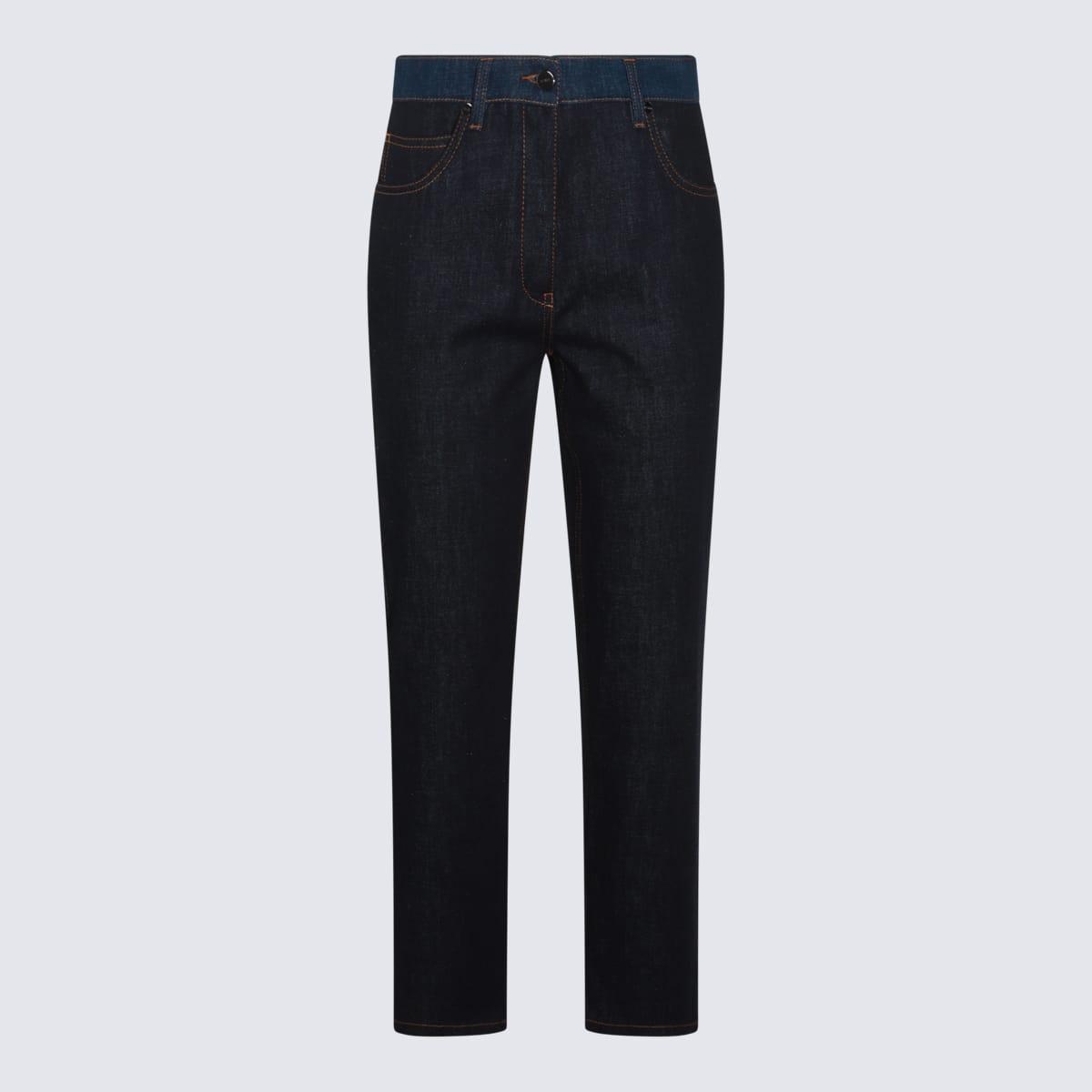 fendi dark blue cotton denim jeans