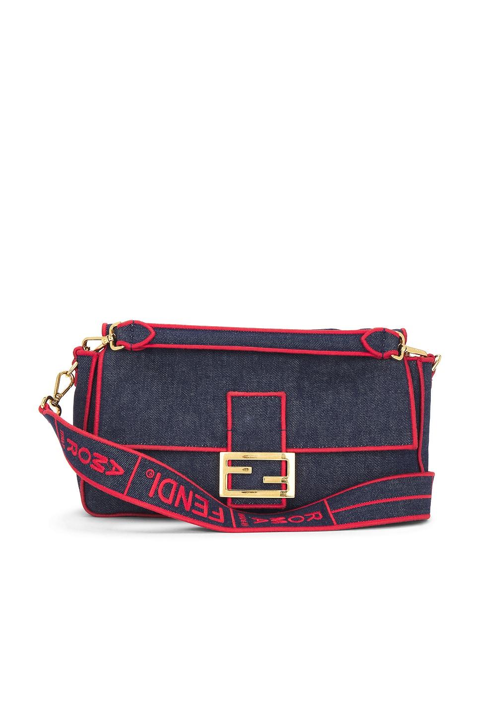 fendi denim baguette nm shoulder bag