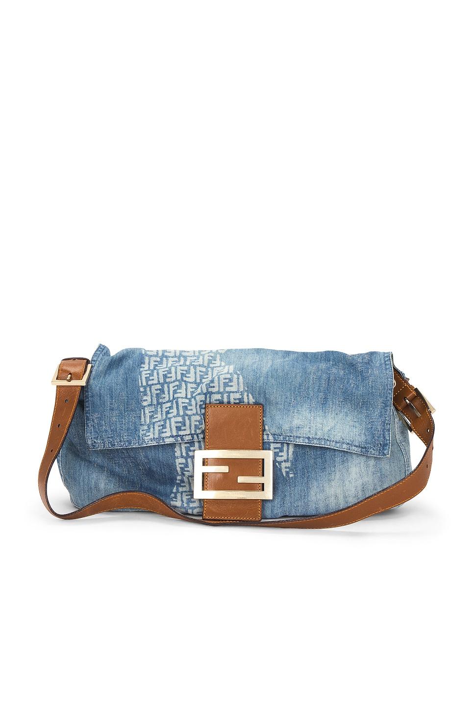 fendi denim zucchino baguette shoulder bag