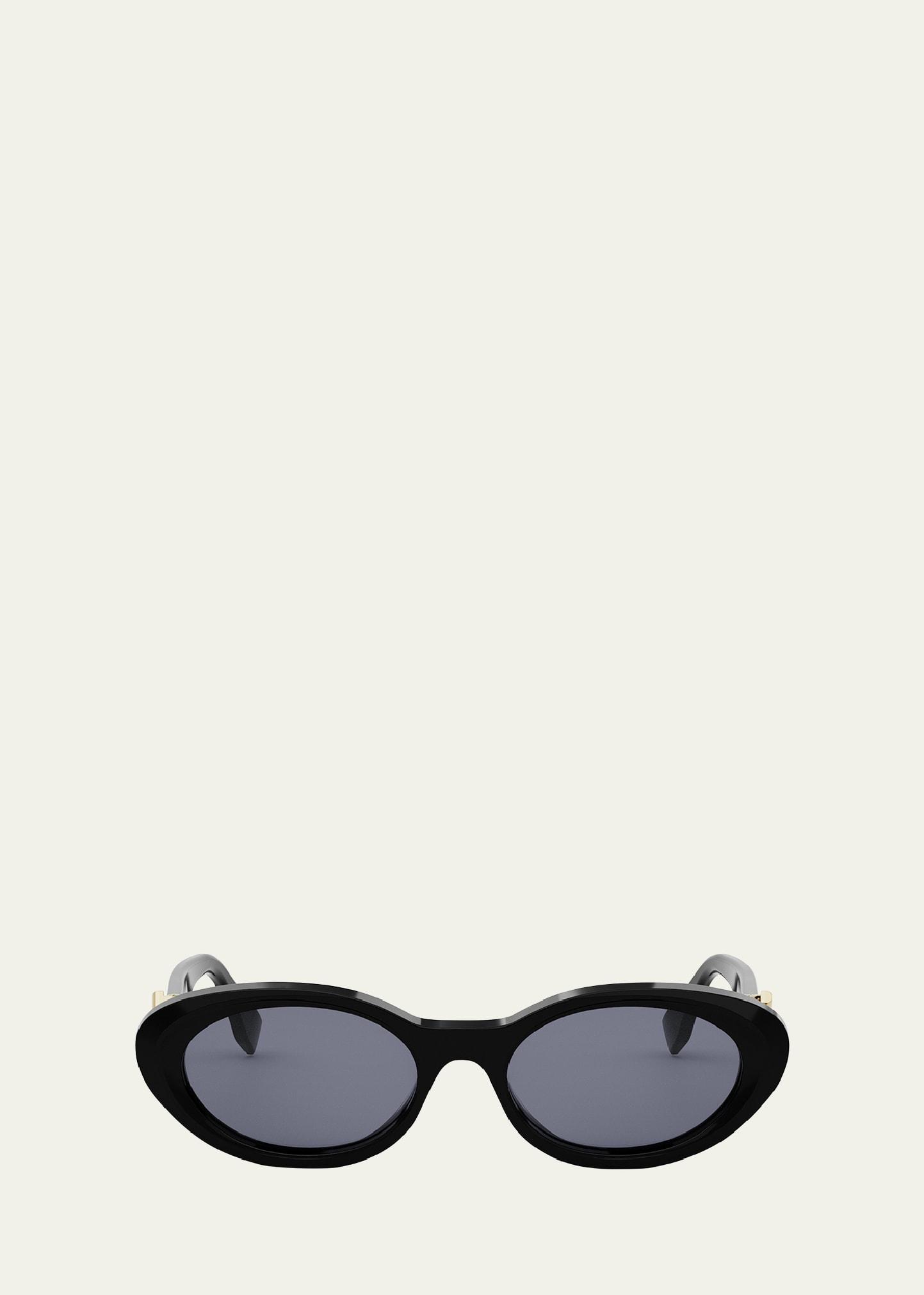 fendi diamond black acetate oval sunglasses
