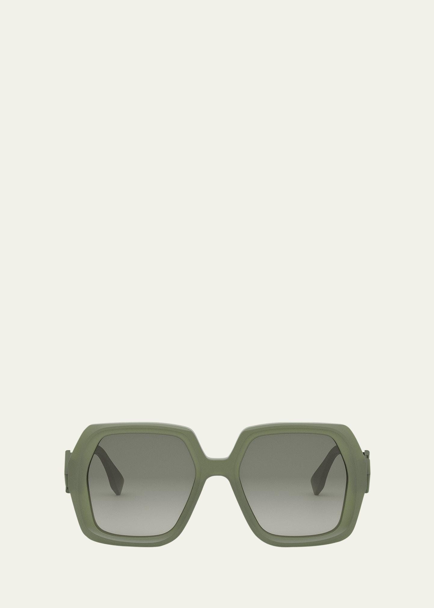 fendi diamond green acetate square sunglasses