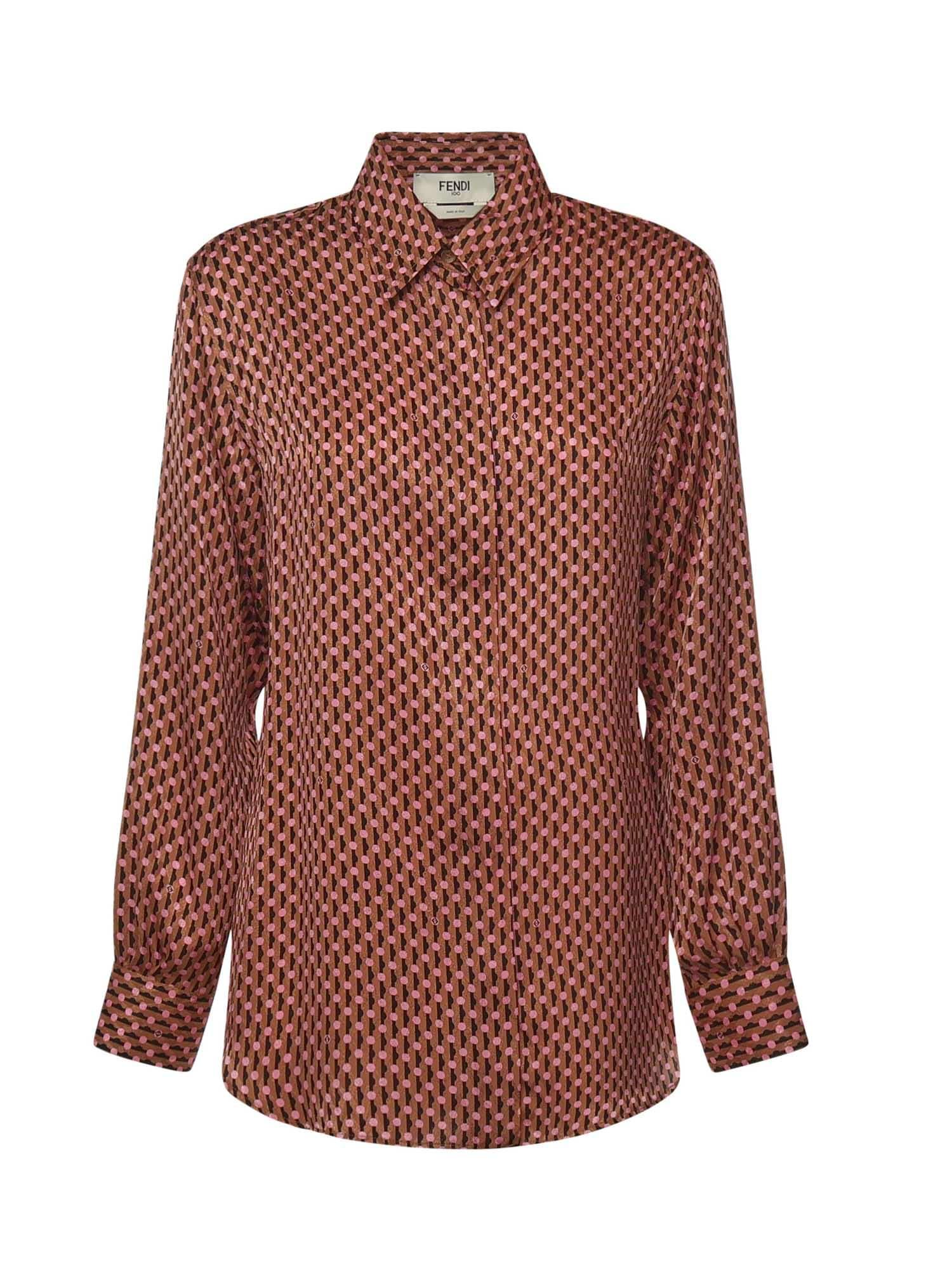 fendi dots jacquard silk shirt