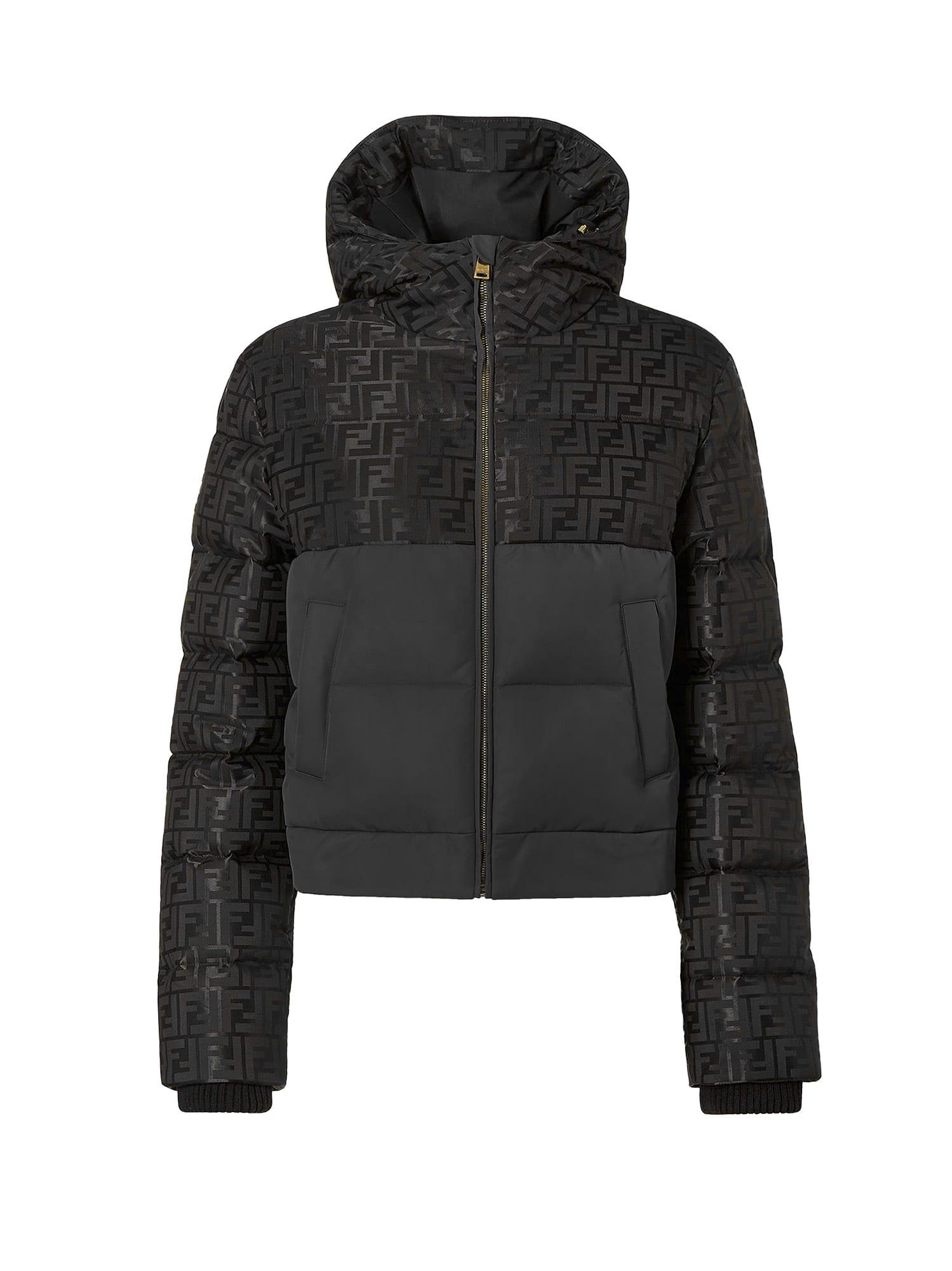 fendi down jacket with ff jacquard insert