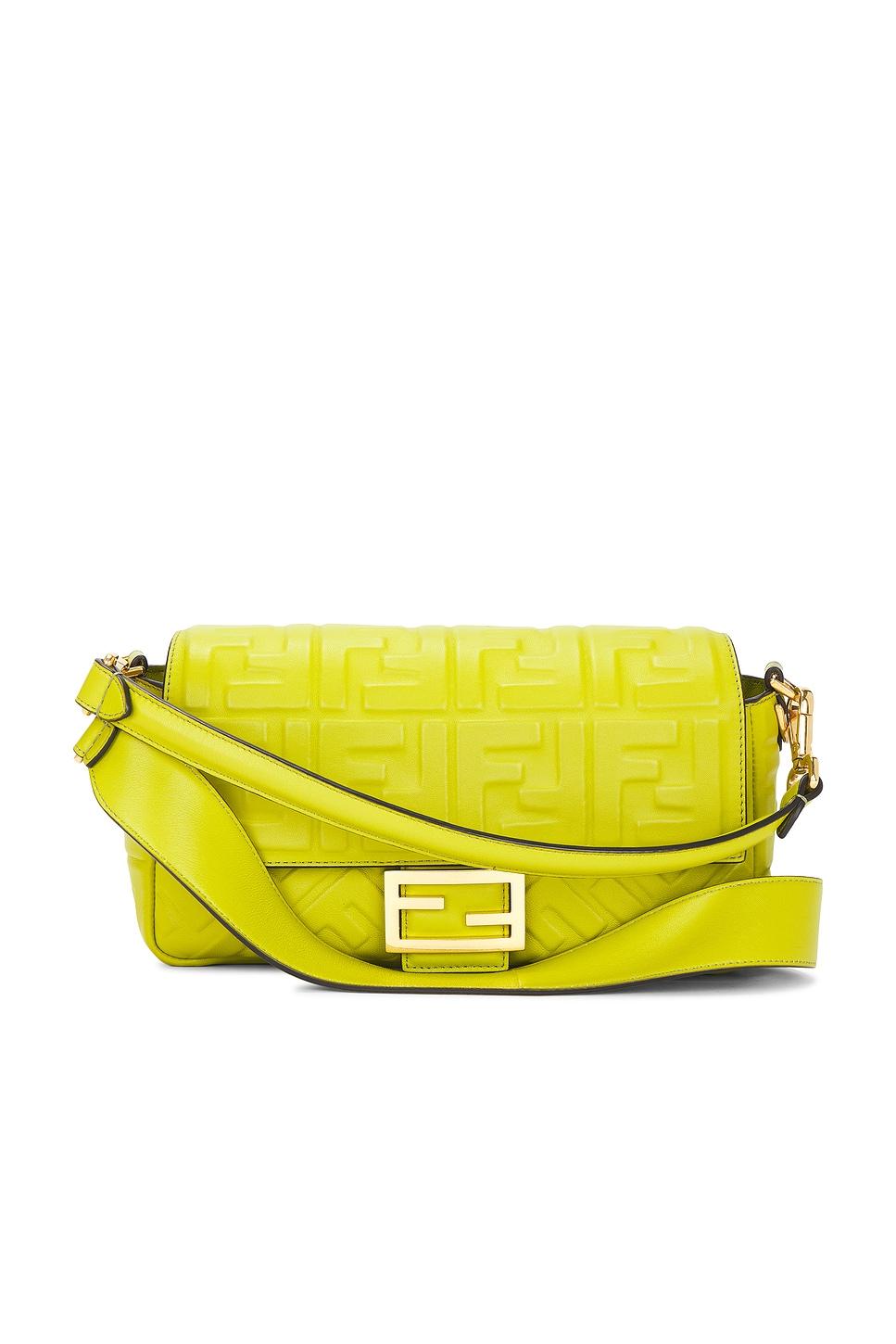 fendi embossed ff baguette shoulder bag