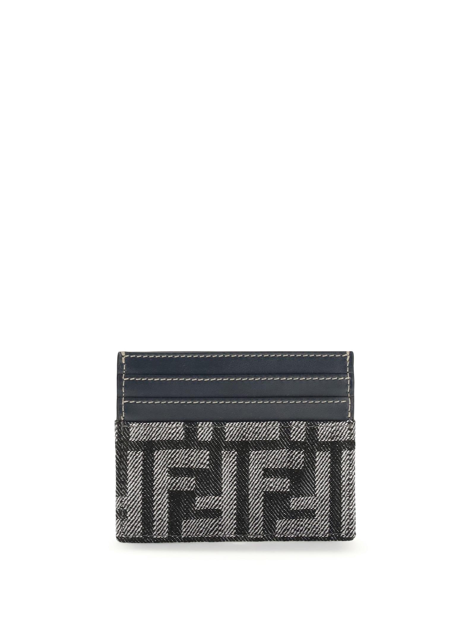 fendi embroidered denim card holder