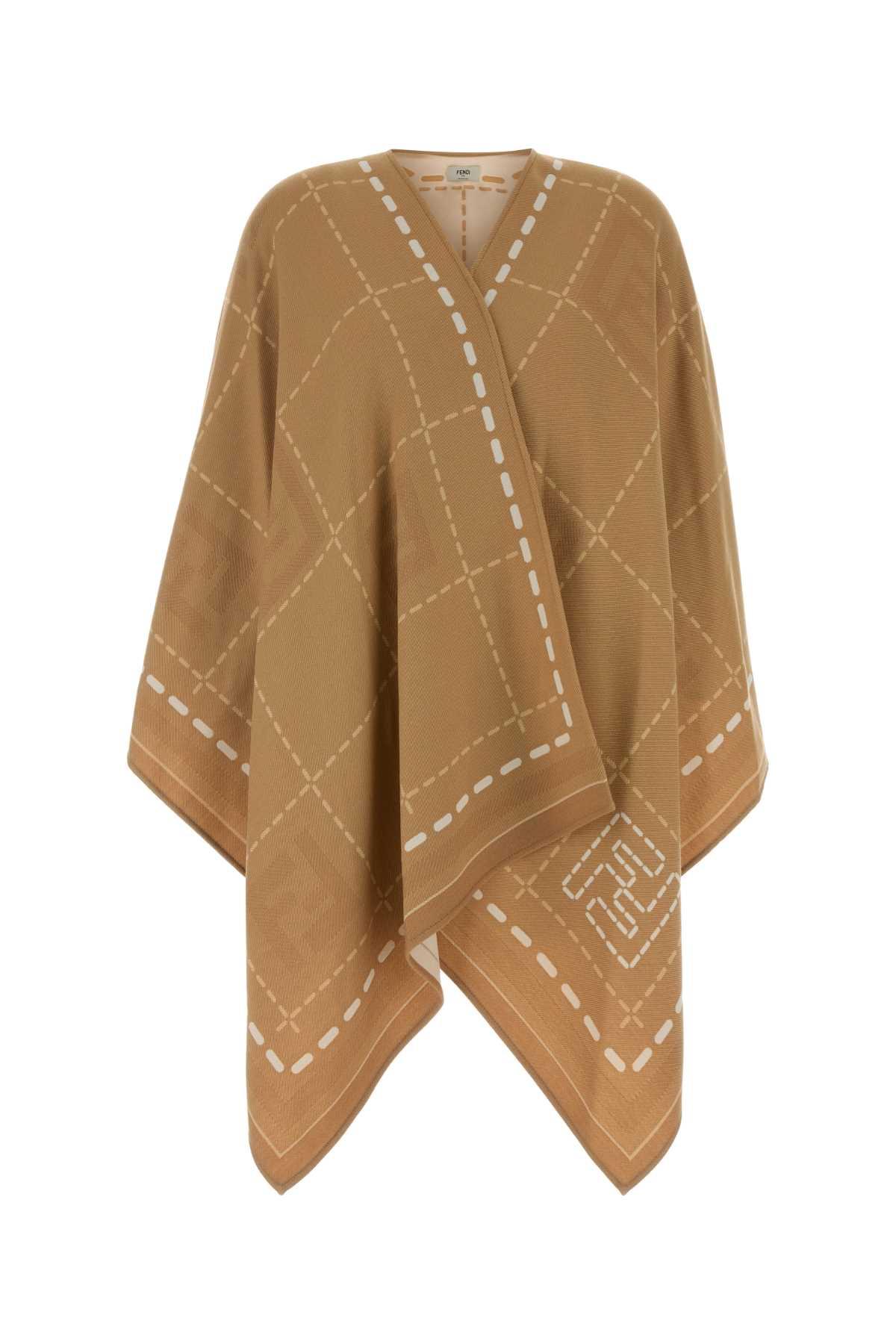 fendi embroidered wool cape