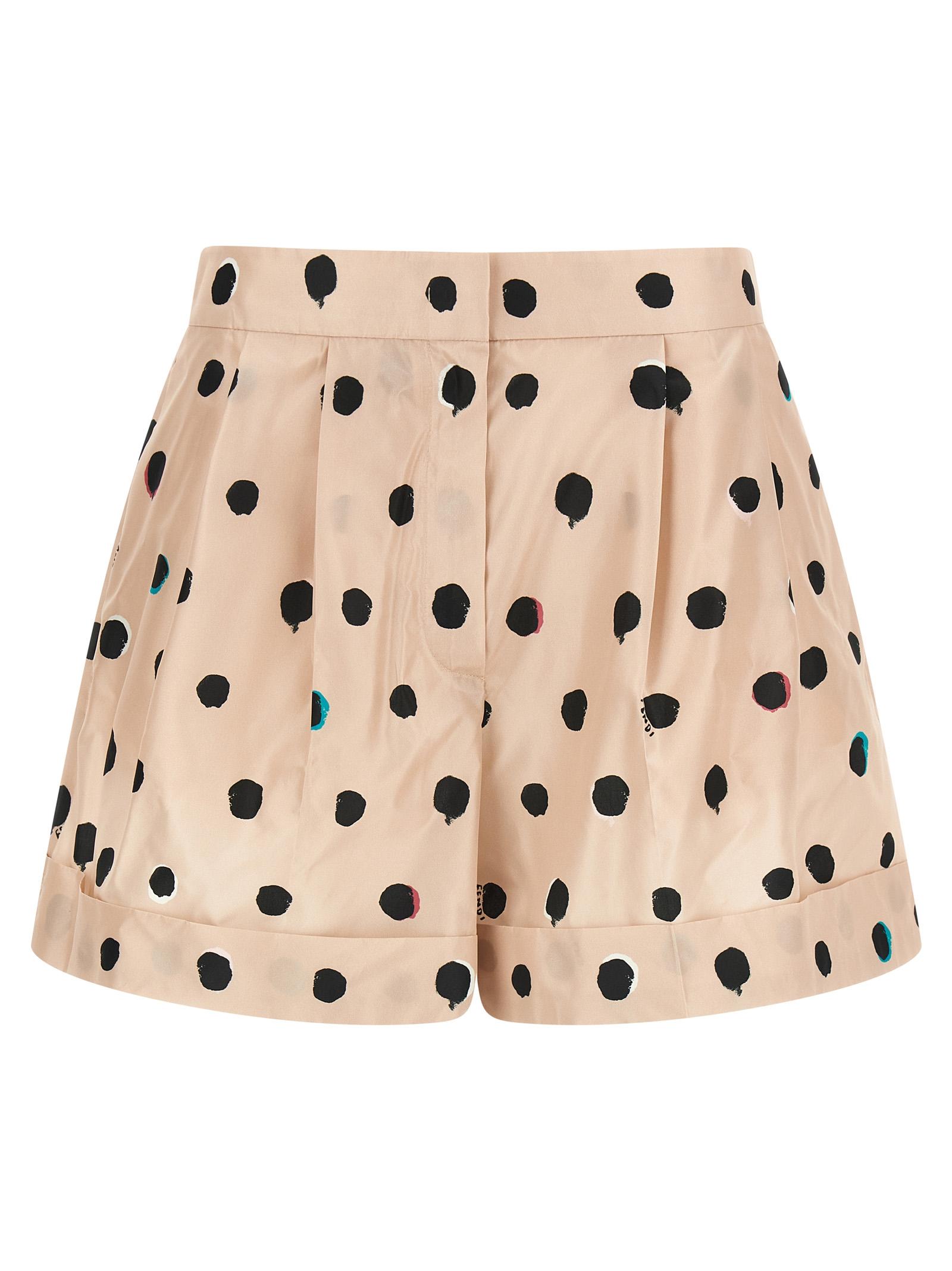 fendi falena dots shorts pink silk bermuda - women