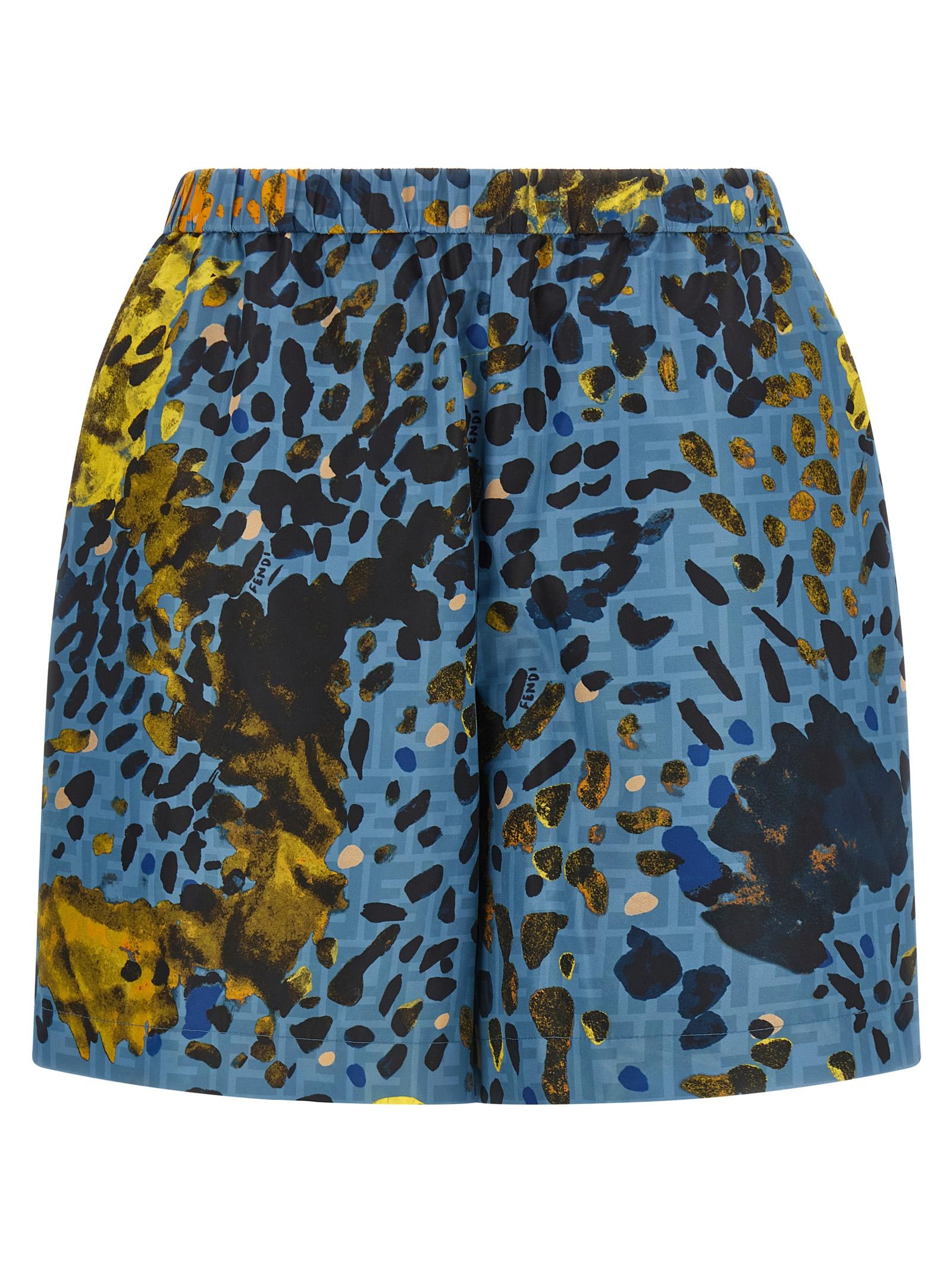 fendi falena shorts blue polyester bermuda - women