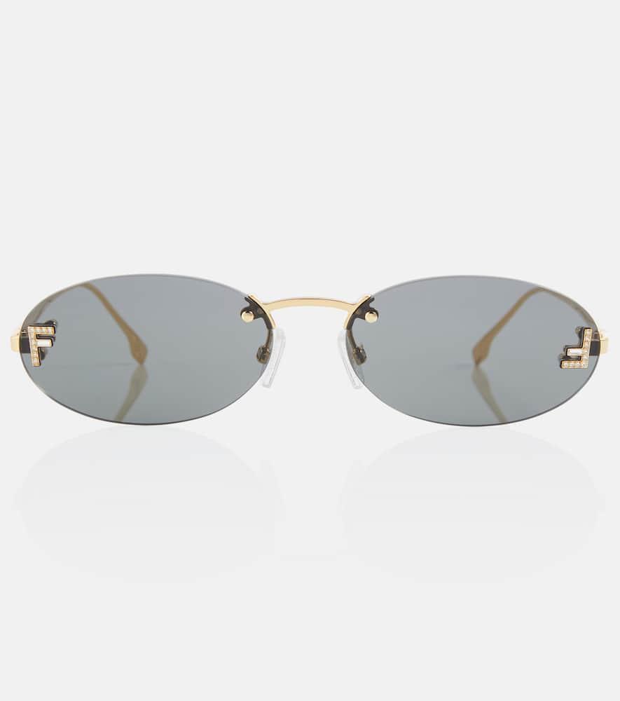 fendi fendi first embellished oval sunglasses
