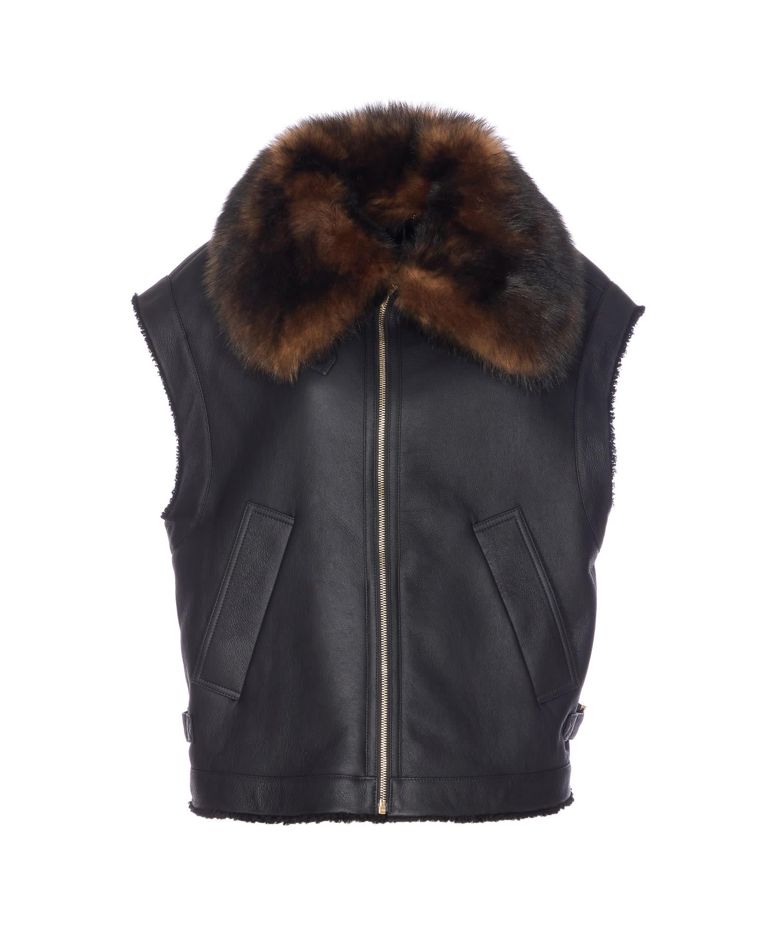 fendi ff buckles leather vest