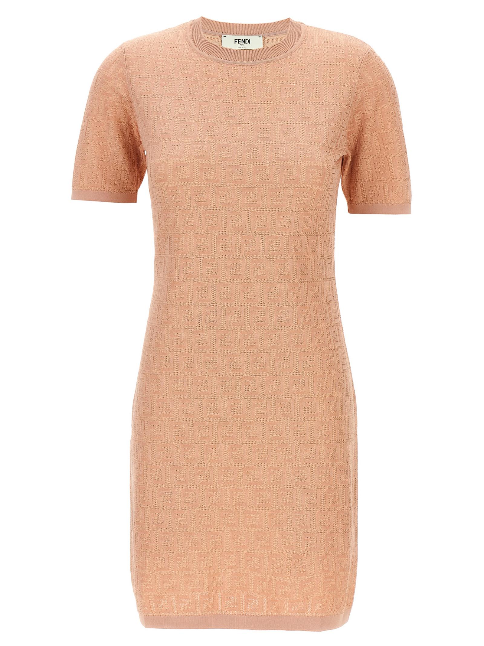 fendi ff cotton dress pink - women