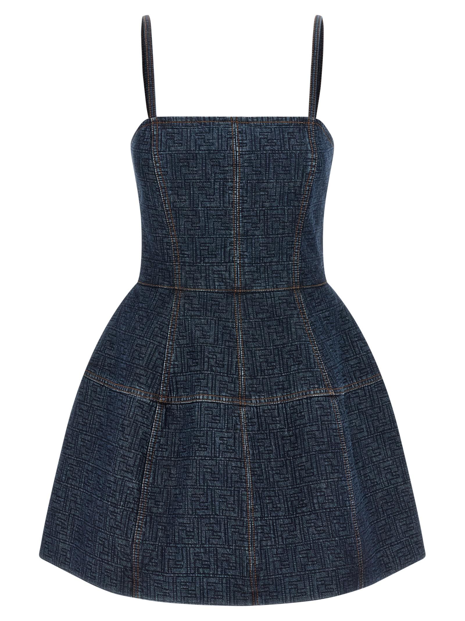 fendi ff denim dress blue cotton - women