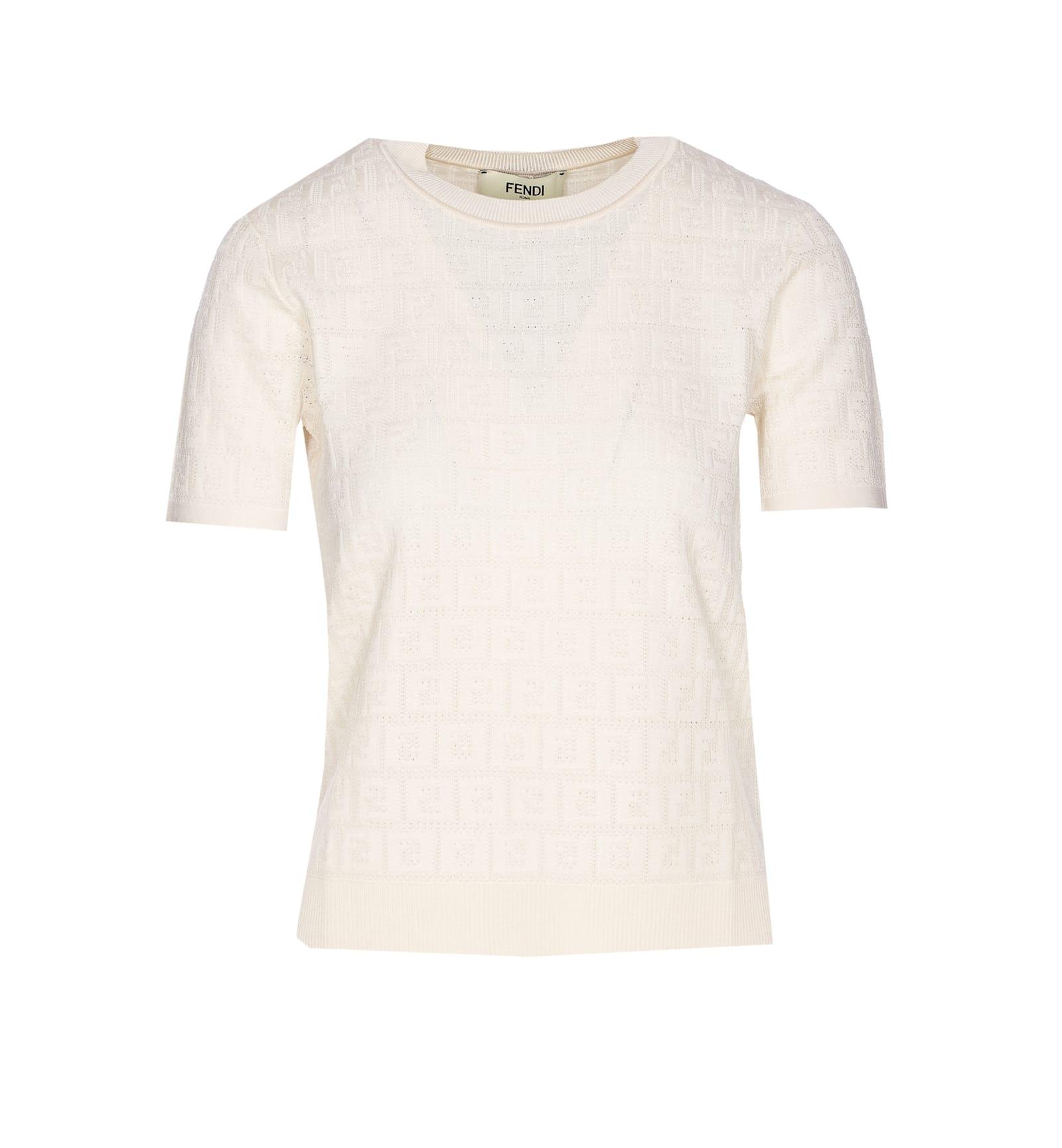 fendi ff logo knitted t-shirt