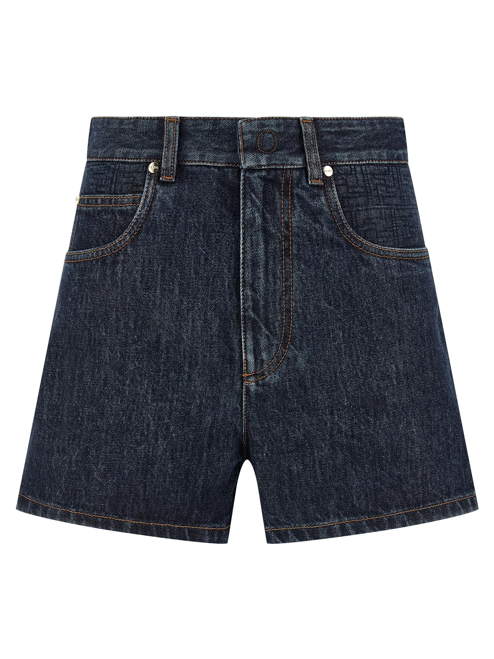 fendi ff padded shorts blue cotton bermuda - women