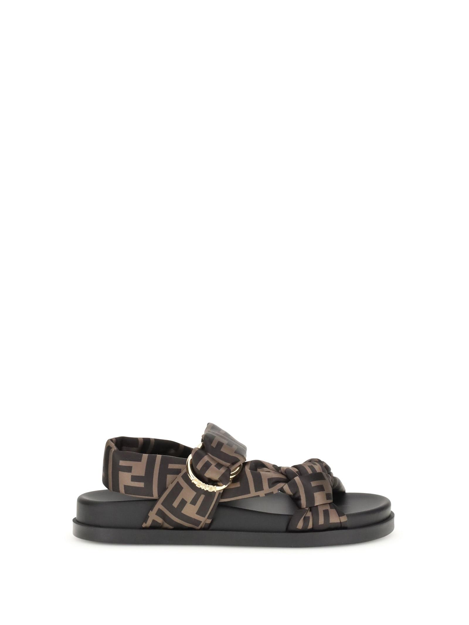 fendi ff satin sandals