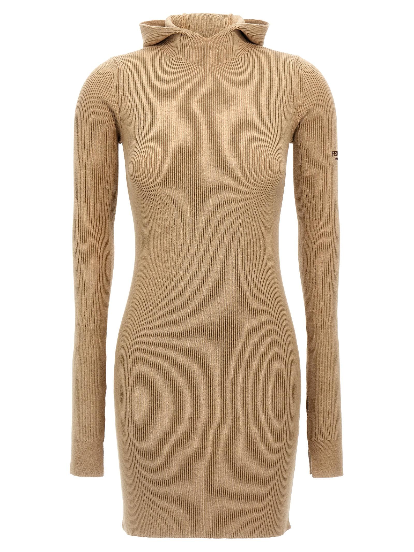 fendi hooded dress beige wool - women