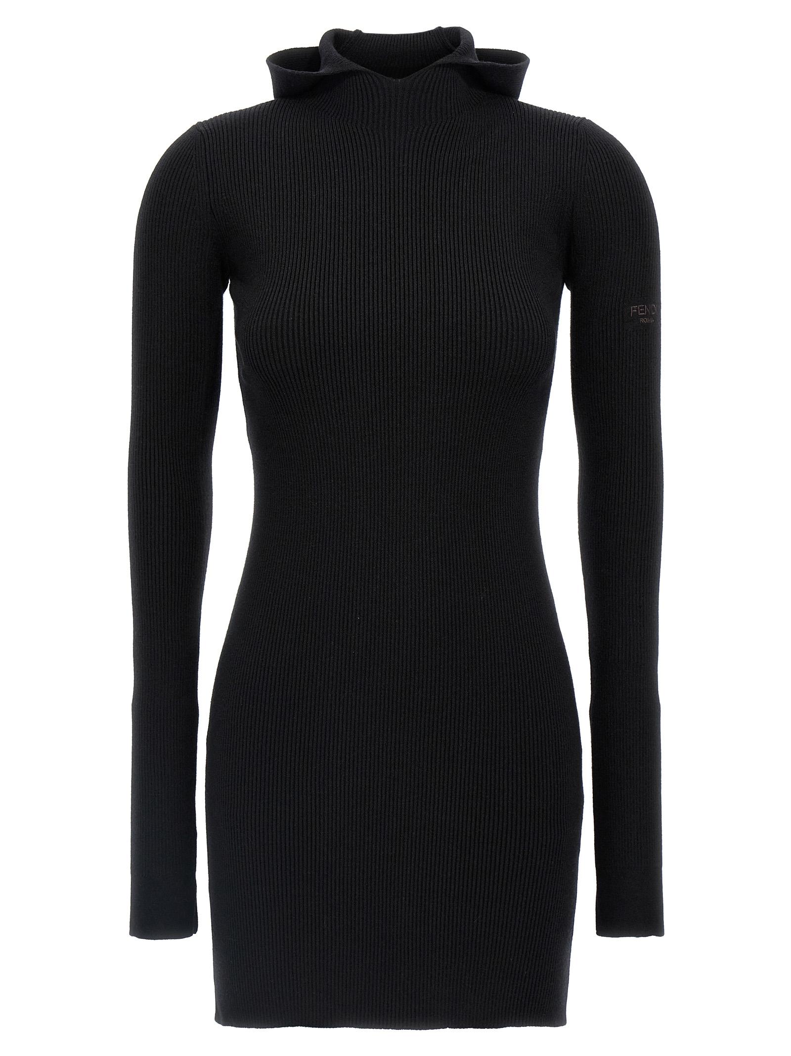 fendi hooded dress black wool - women