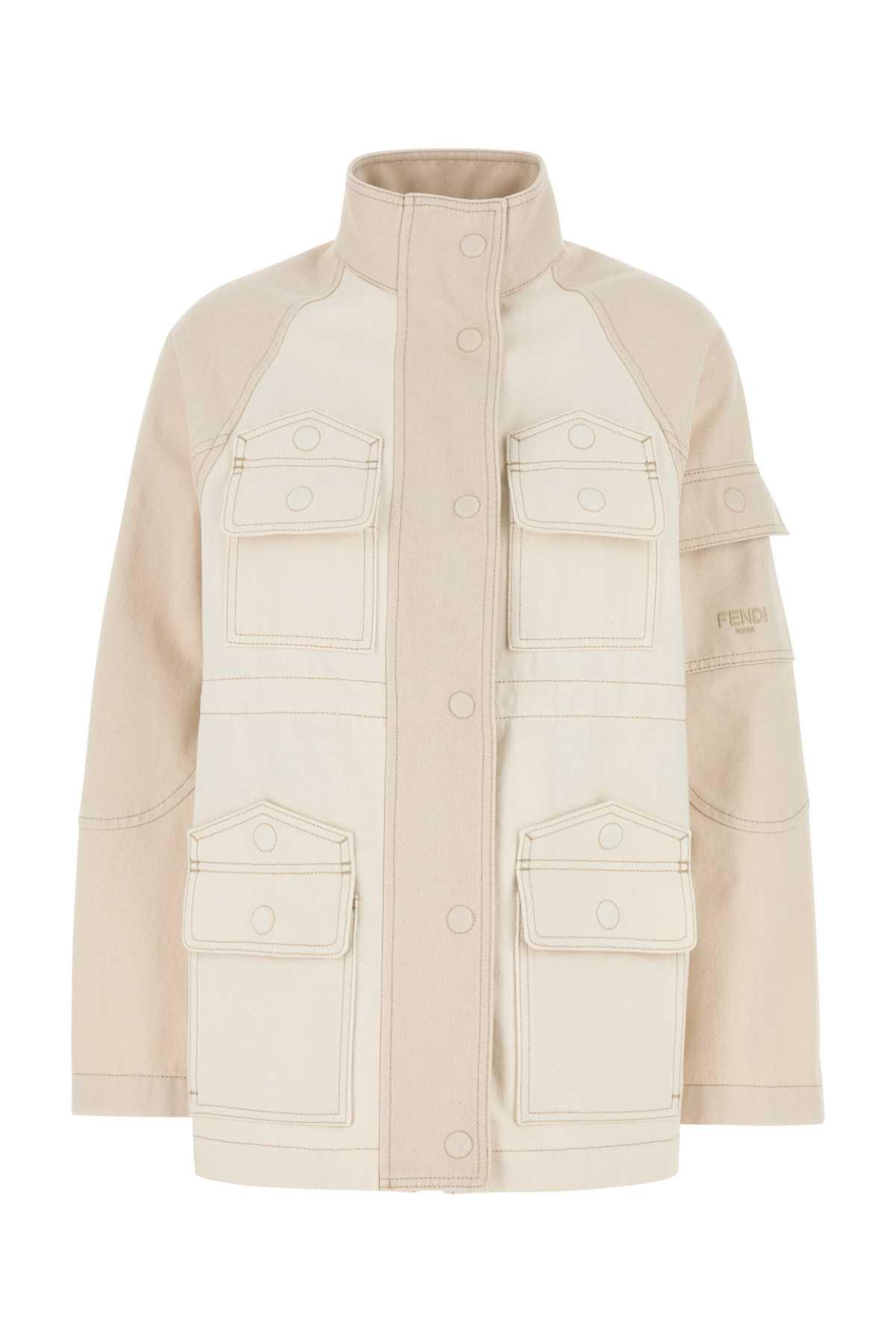 fendi ivory denim parka
