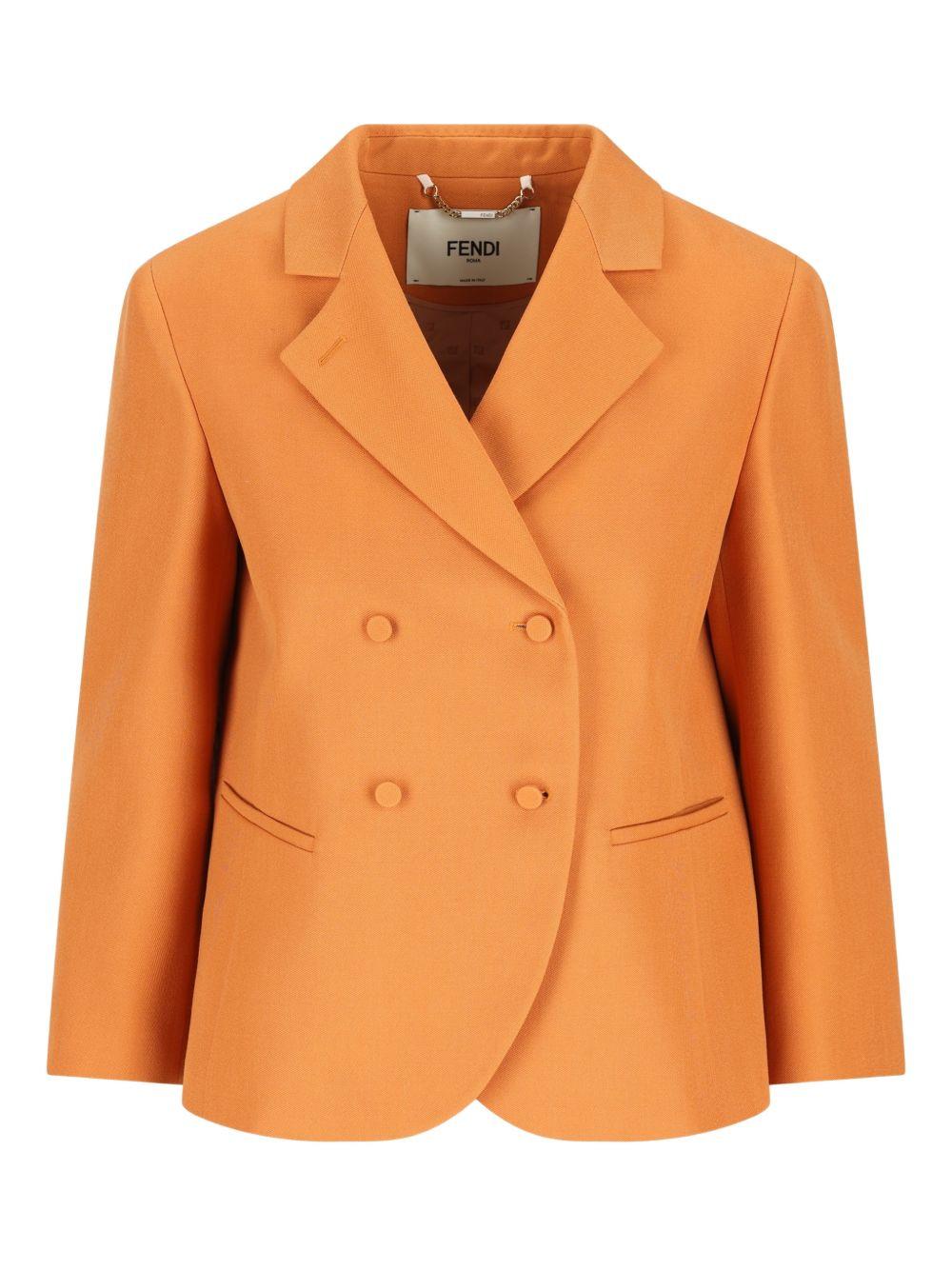 fendi jackets orange virgin wool - women