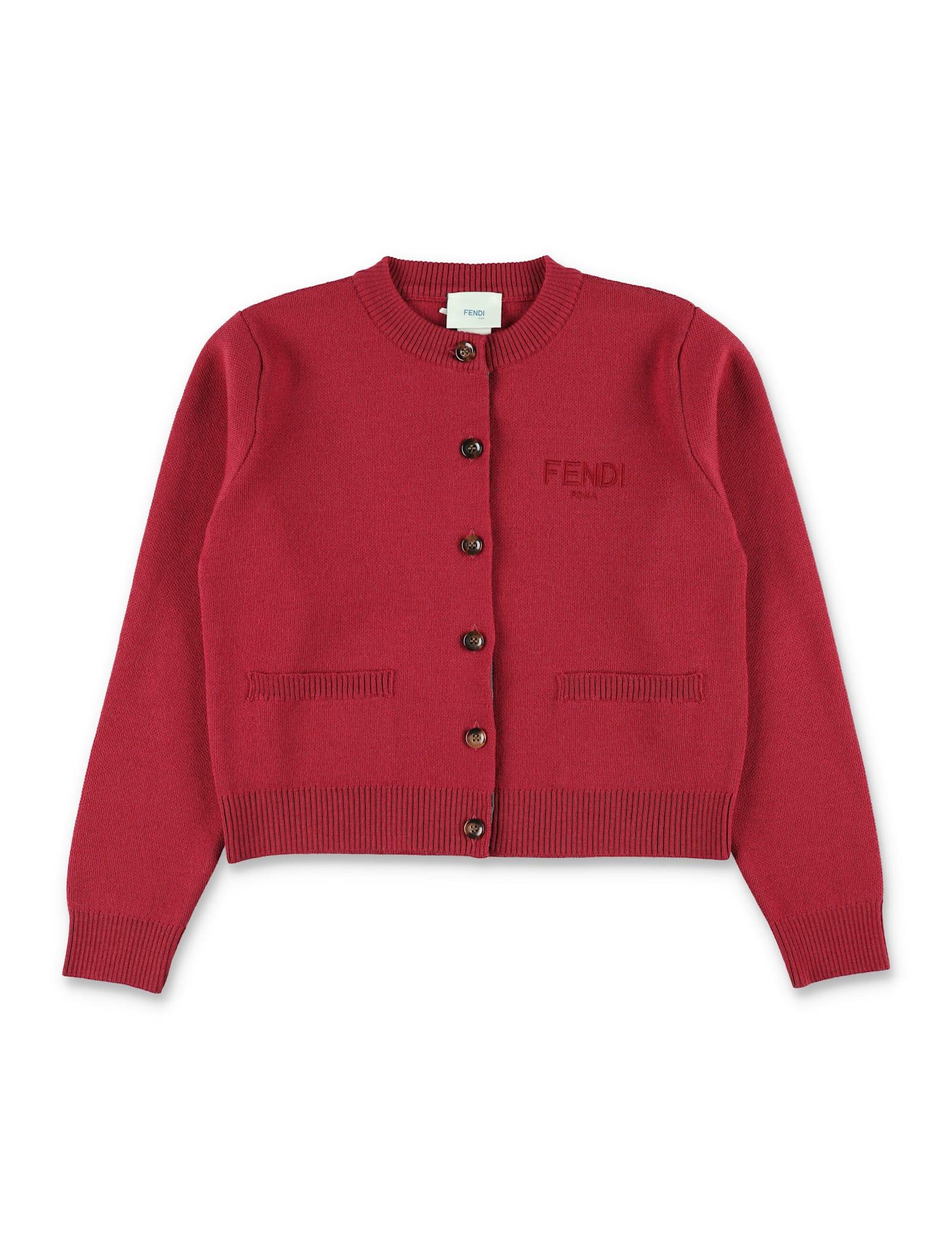 fendi kids wool cardigan with logo