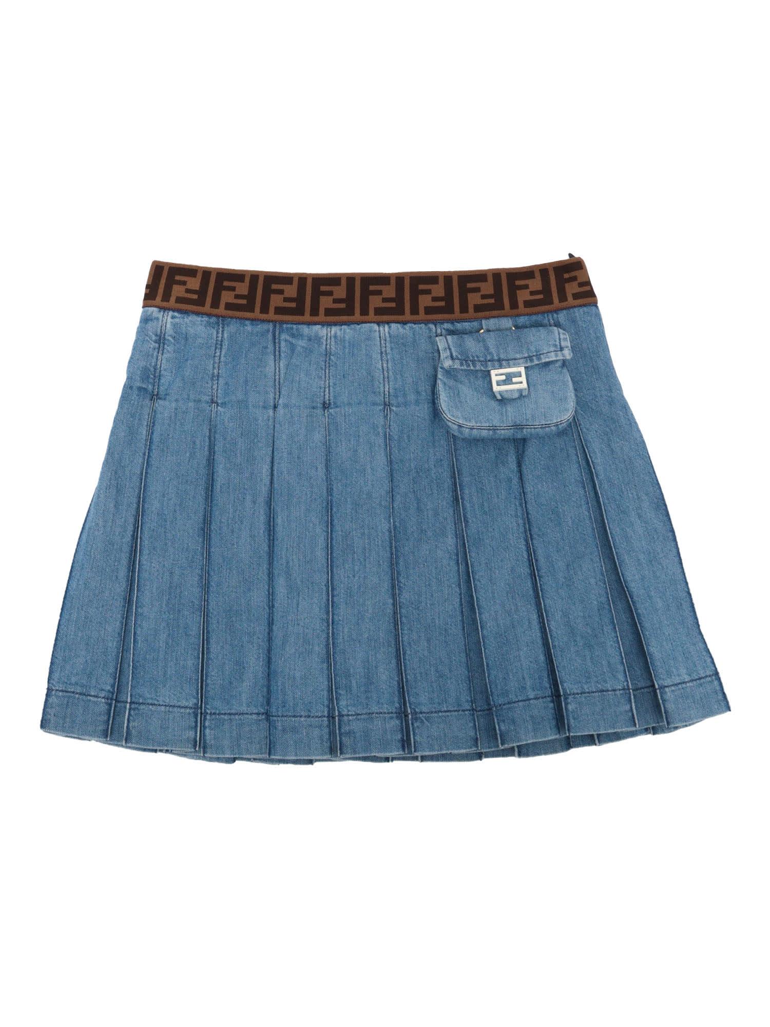 fendi light denim skirt