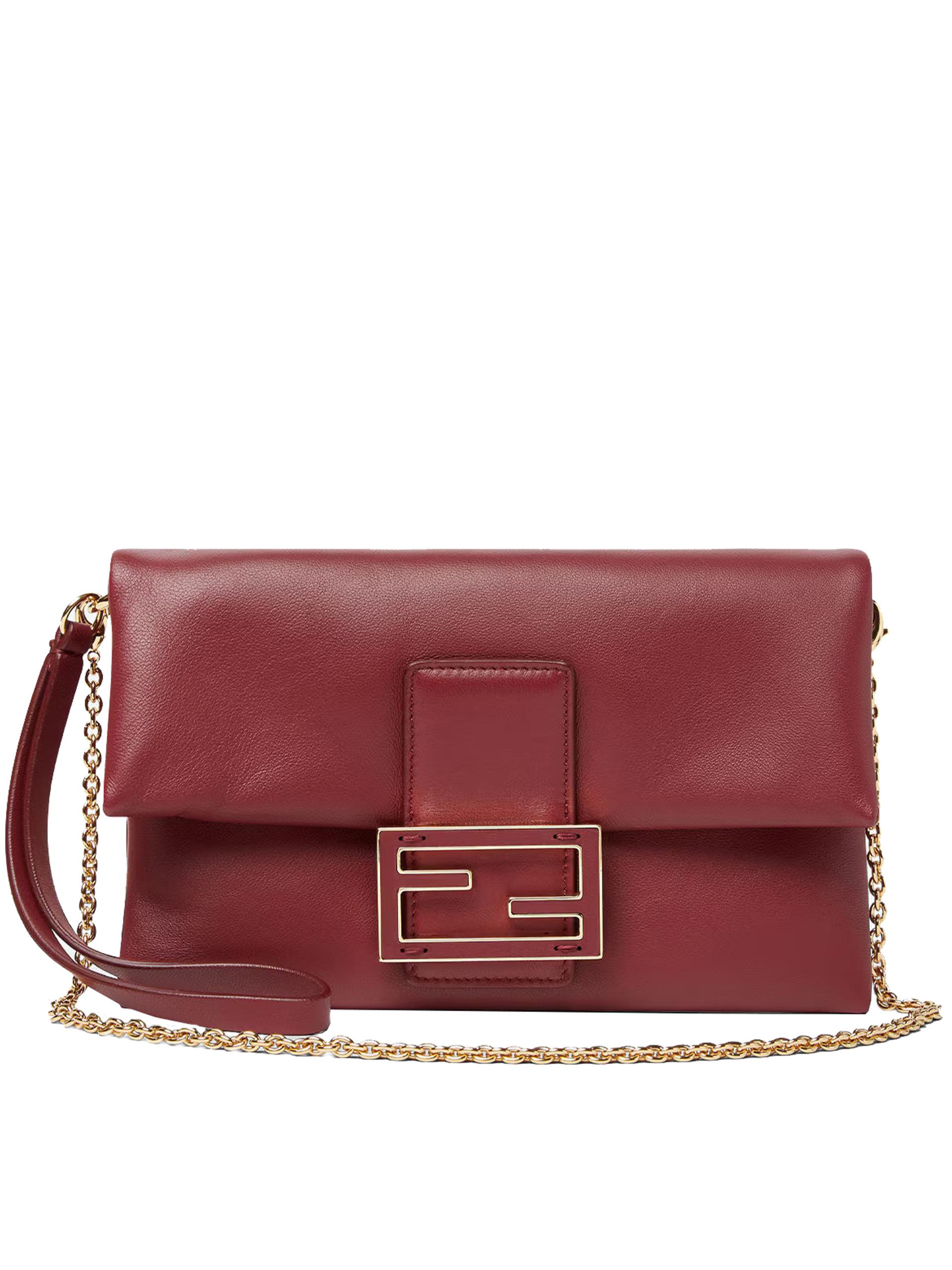fendi mamma baguette pouch nappa sh red leather borsa - women
