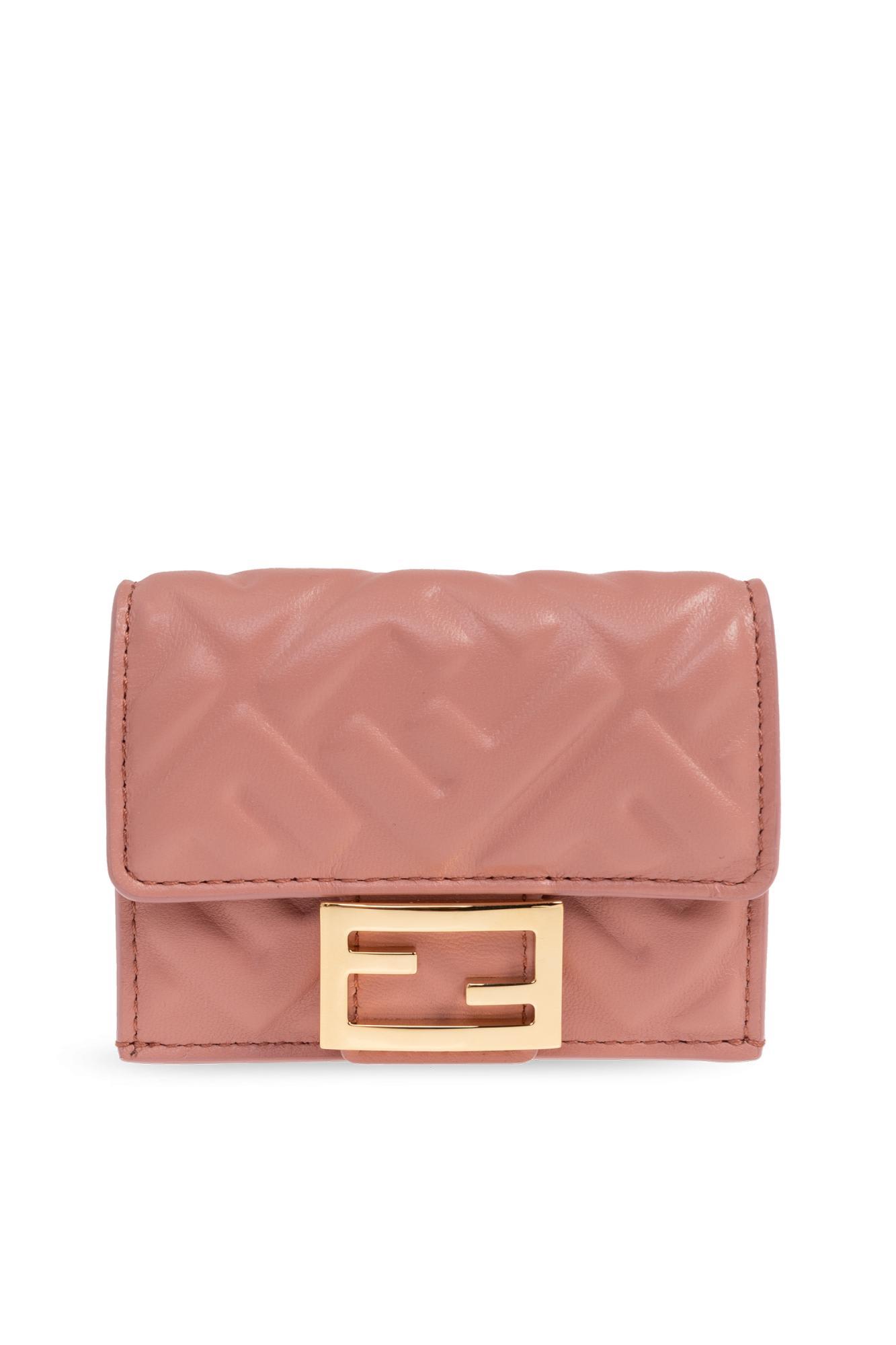 fendi micro tri-fold wallet baguette in leather