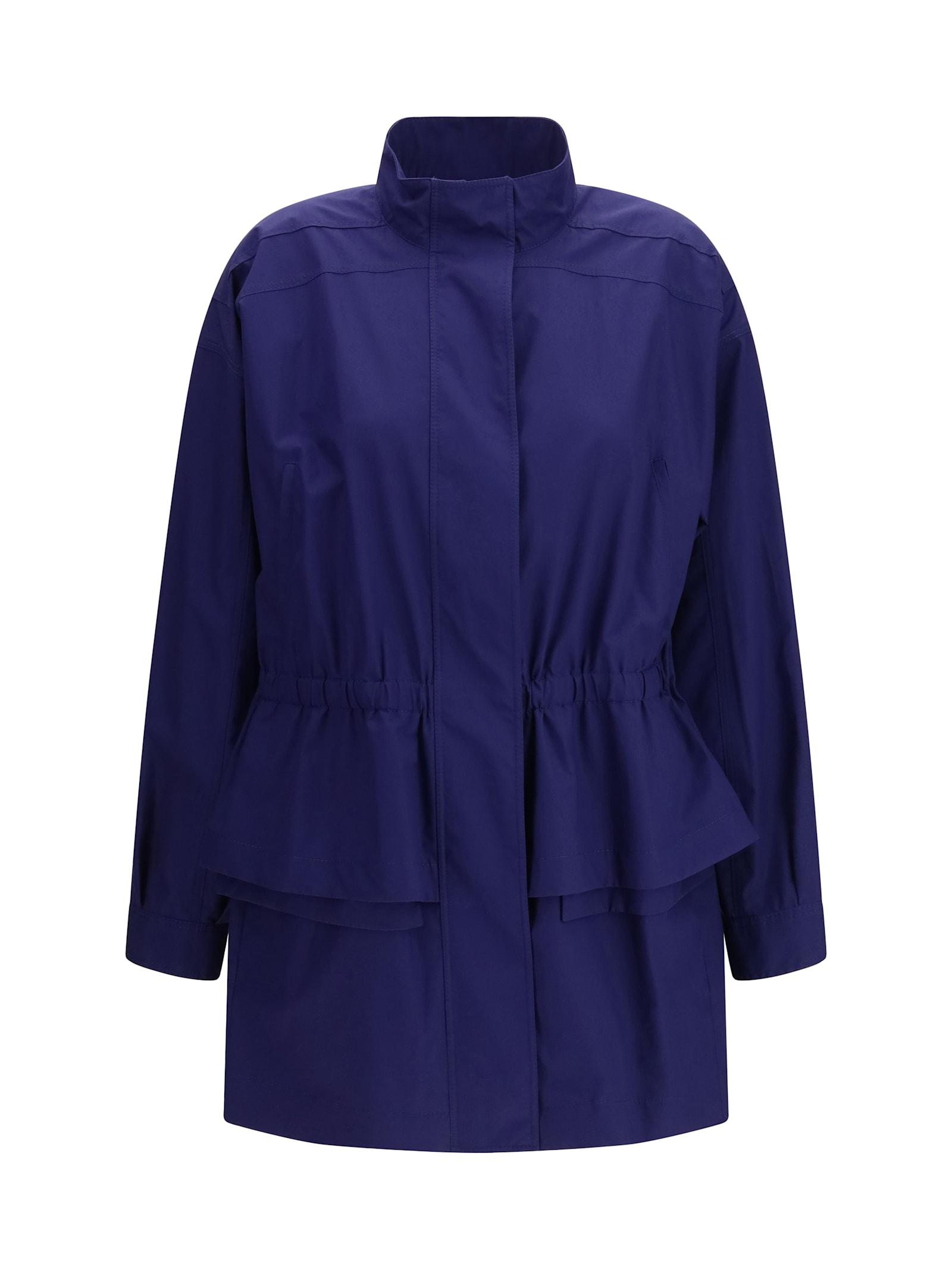 fendi midi poplin parka blouson in cotton with logo embroidery