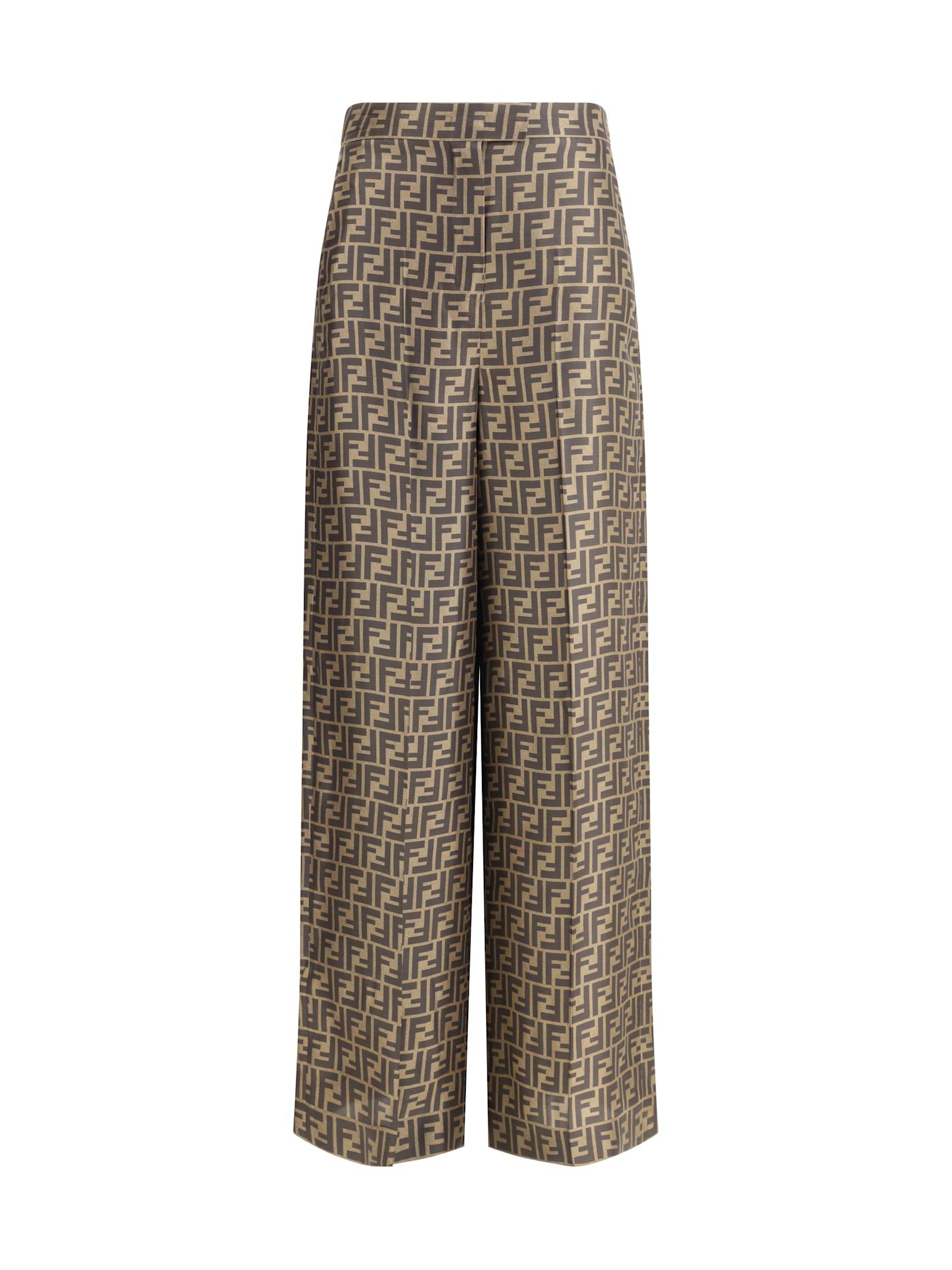 fendi monogram pattern silk pants