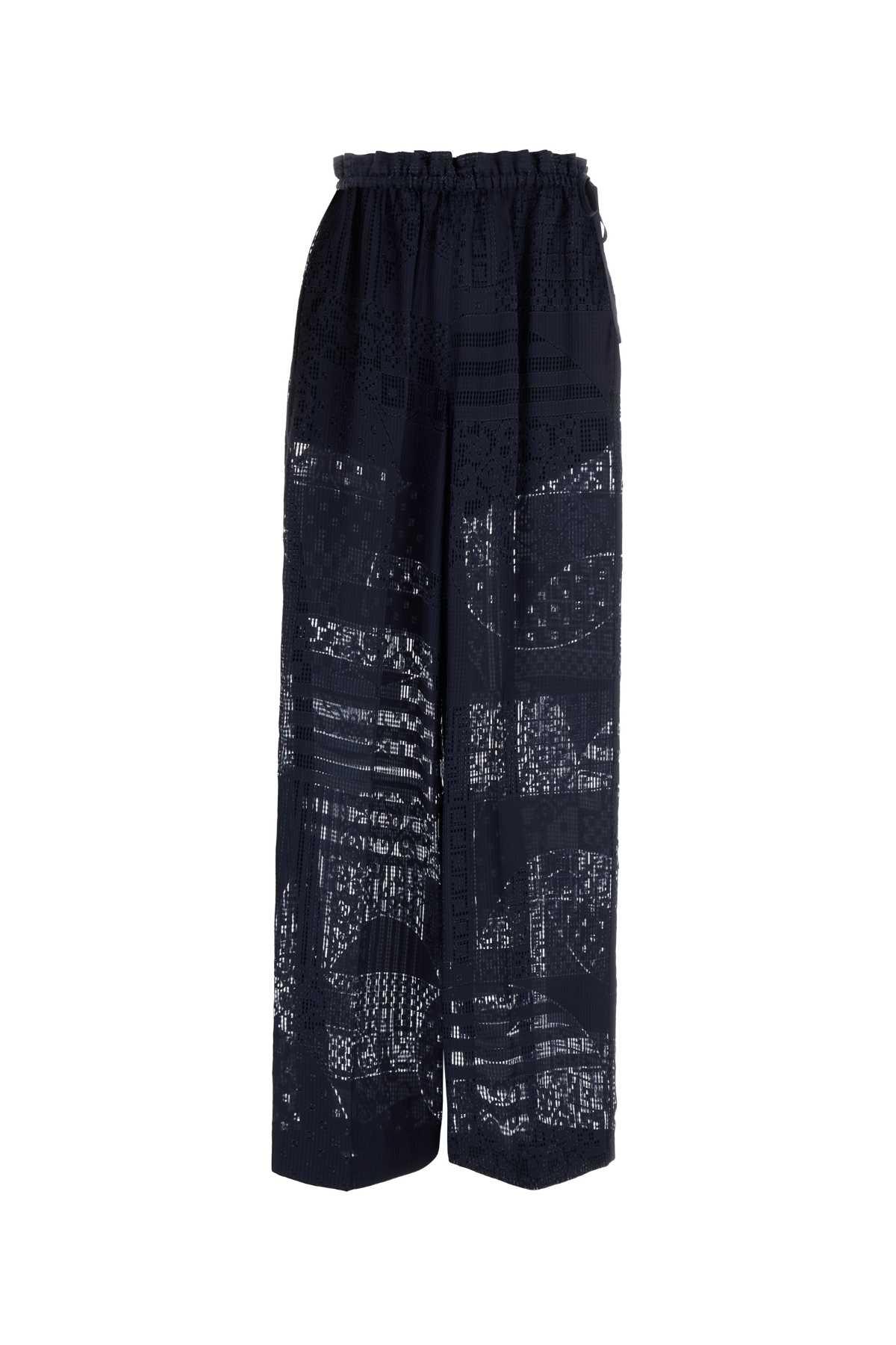 fendi navy blue viscose blend pant