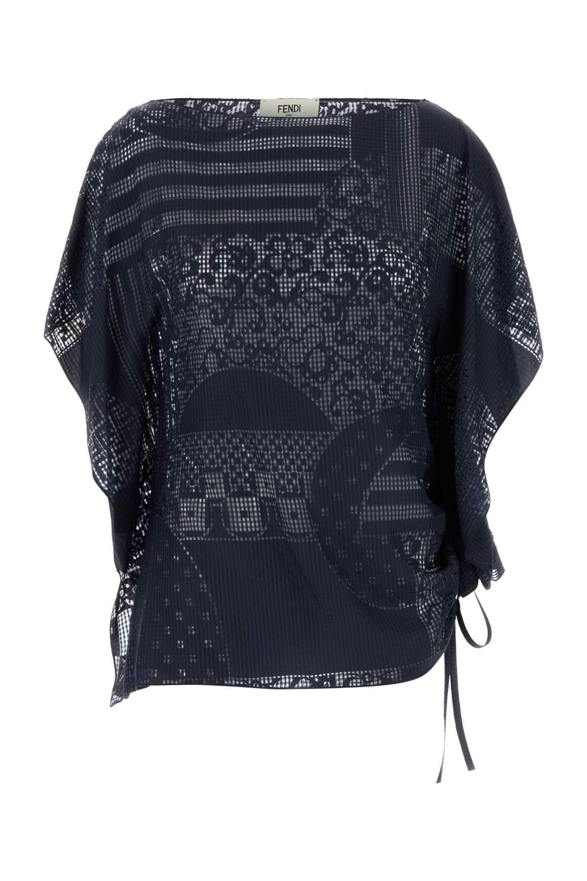 fendi navy blue viscose blend top