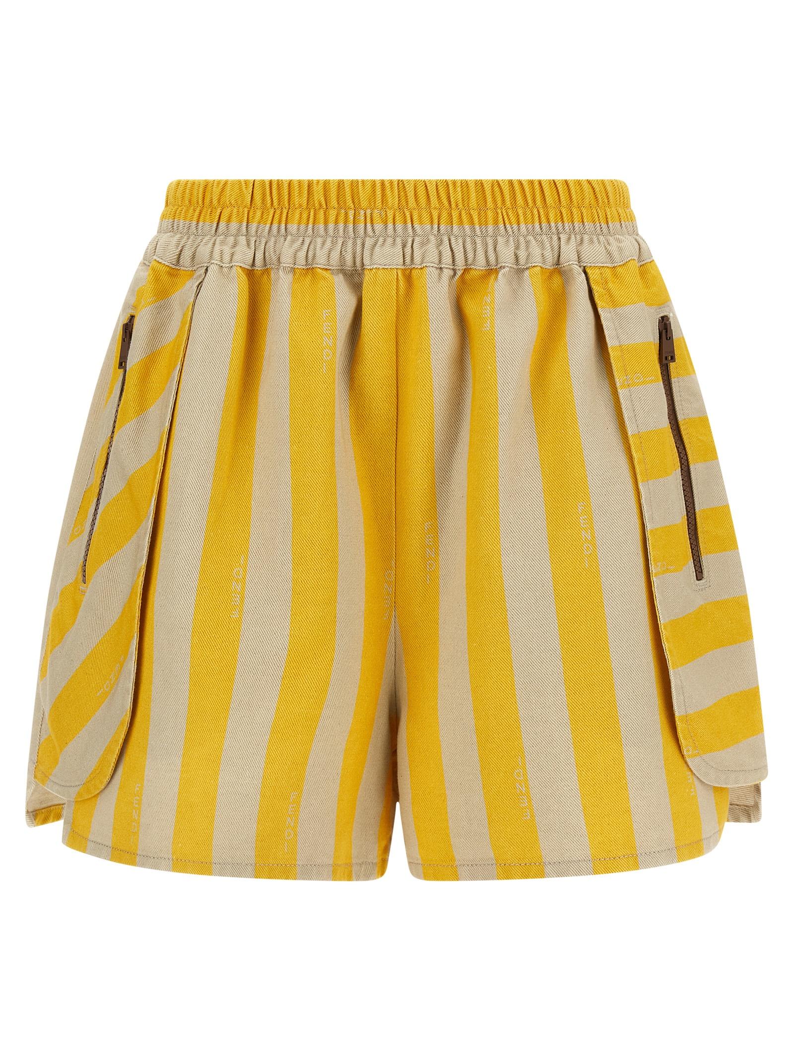 fendi pequin striped shorts yellow cotton bermuda - women