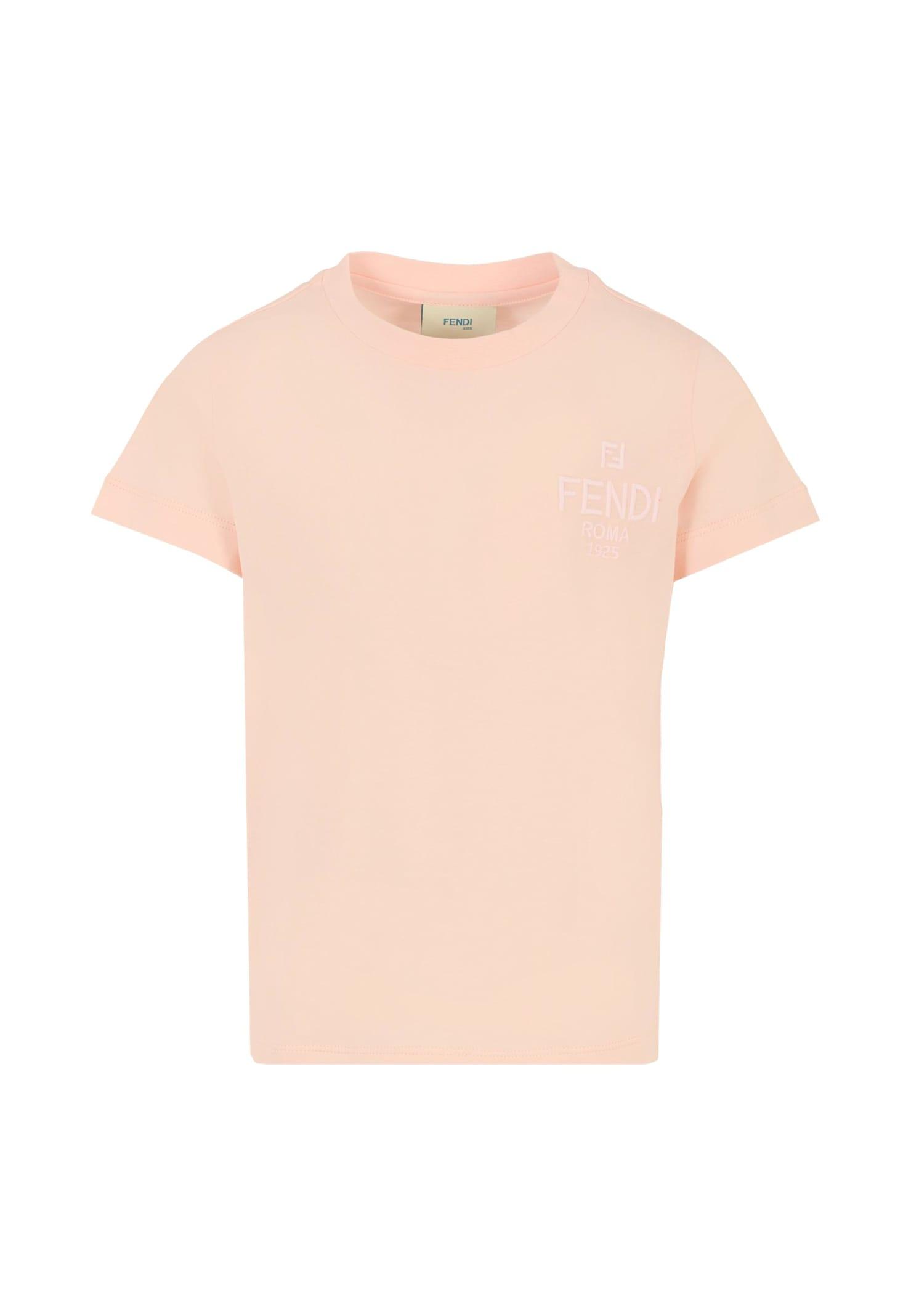 fendi pink t-shirt for girl with logo