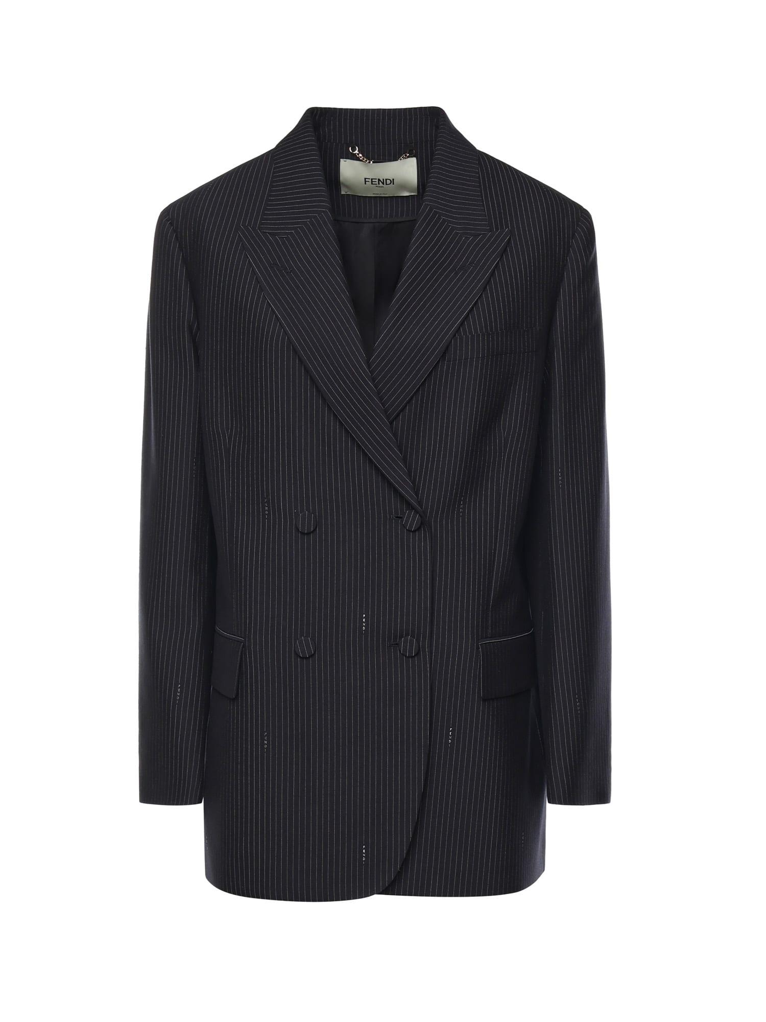 fendi pinstriped wool blazer