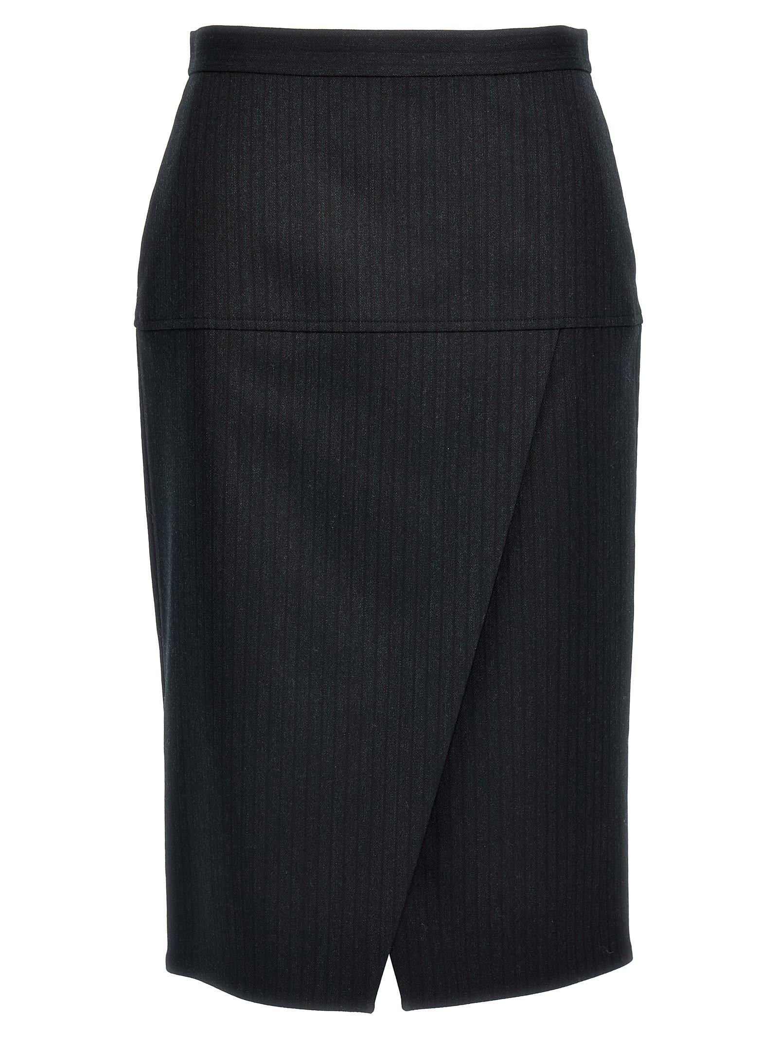fendi pinstriped wool skirt