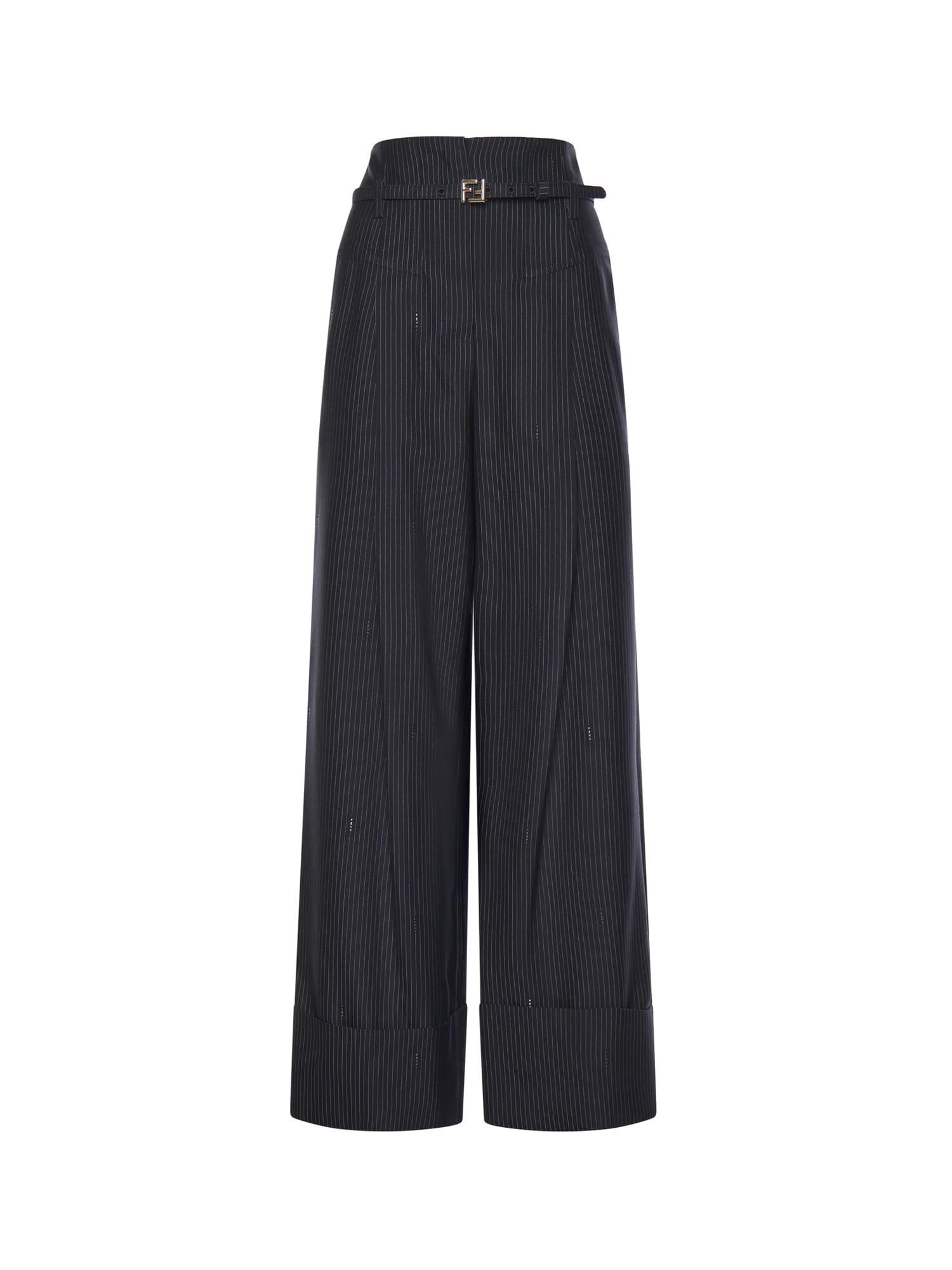 fendi pinstriped wool trousers