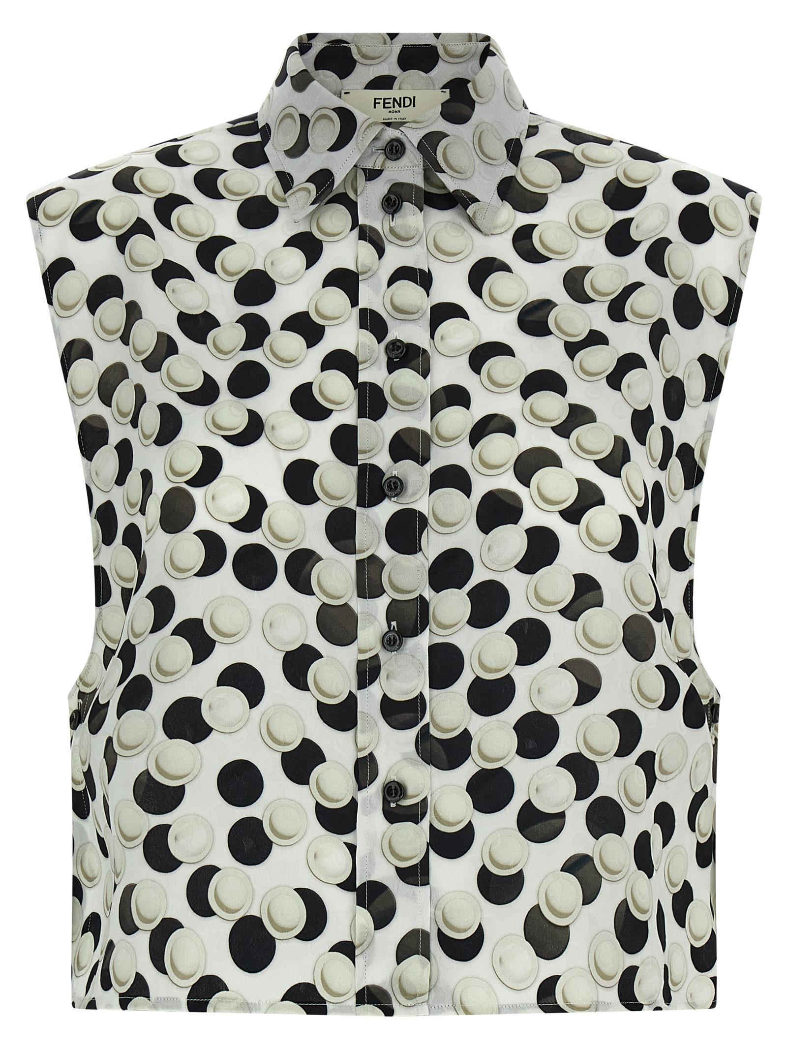 fendi polka dot crop top multicolor silk tops - women