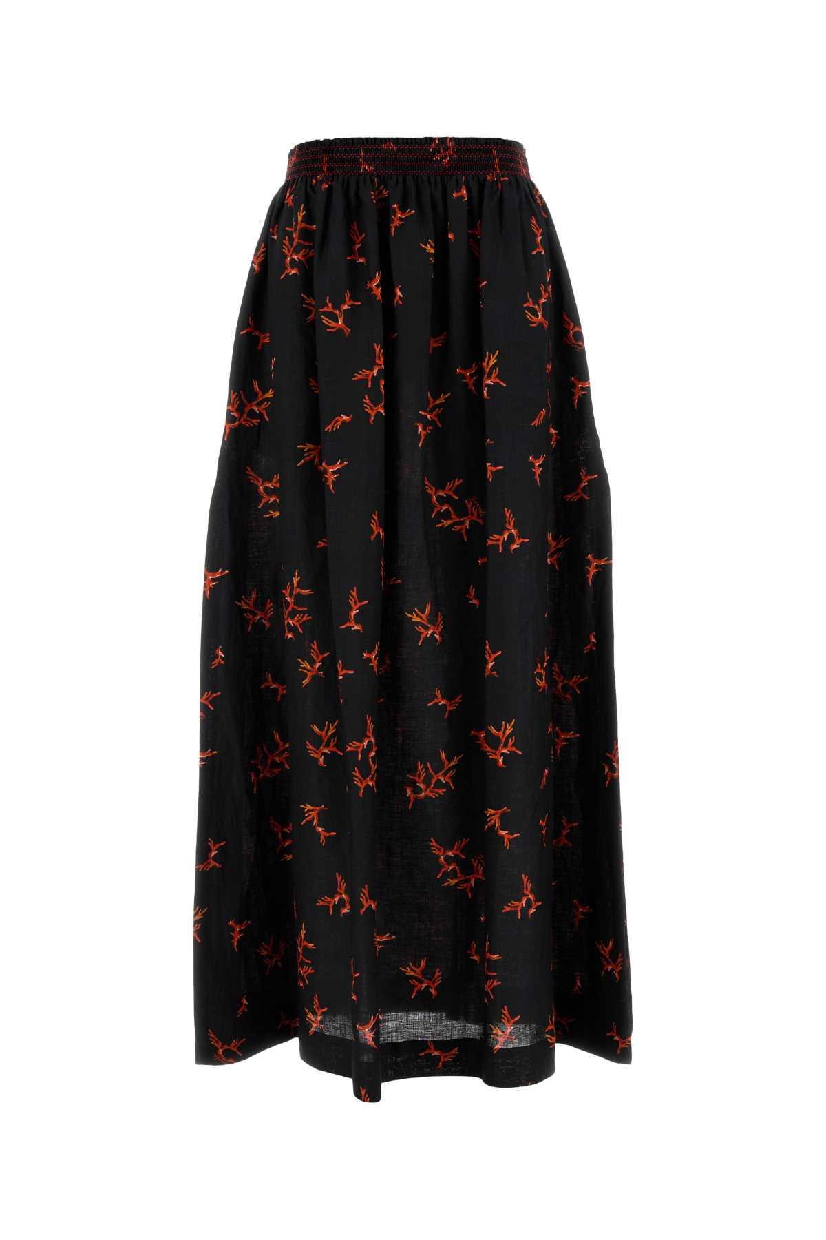 fendi printed linen skirt