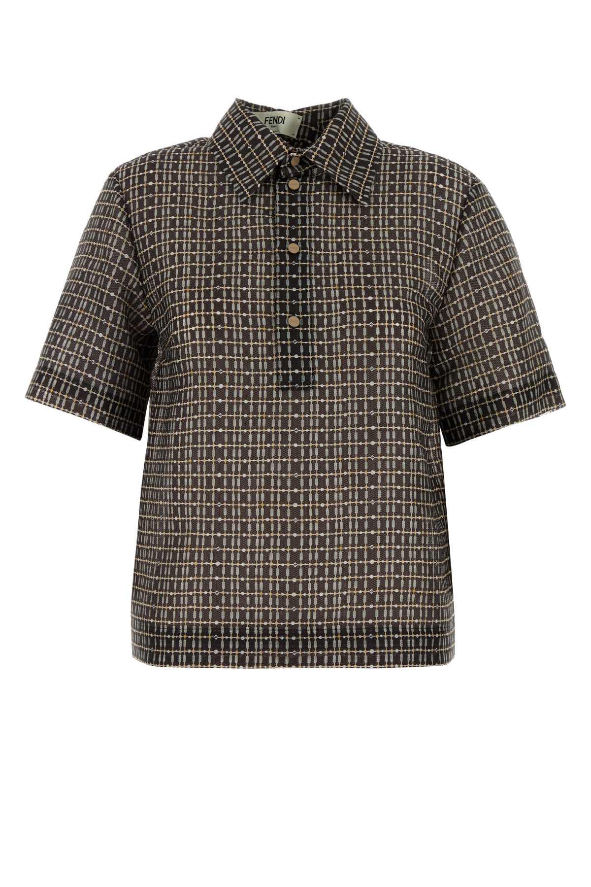 fendi printed silk blend polo shirt