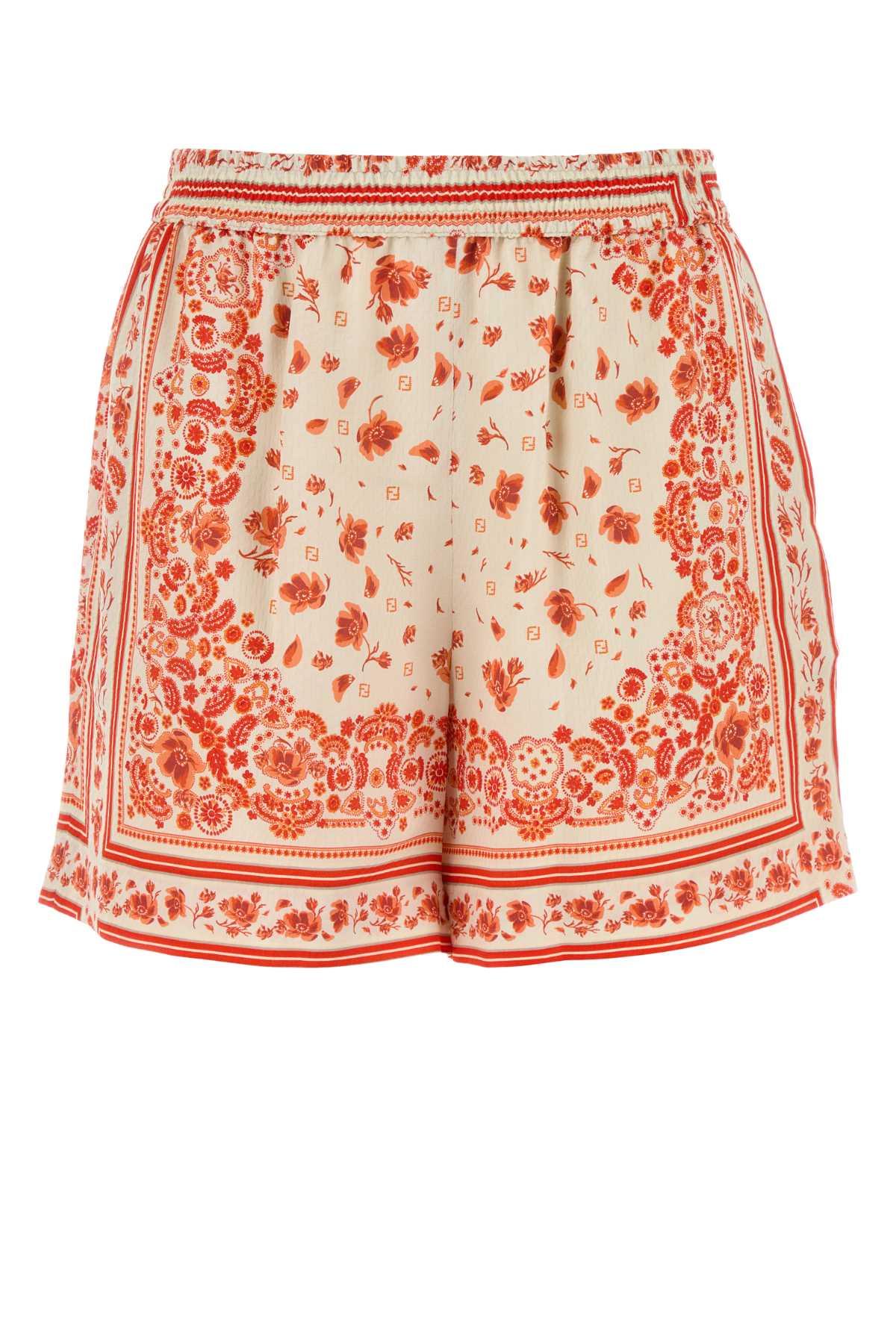 fendi printed silk shorts