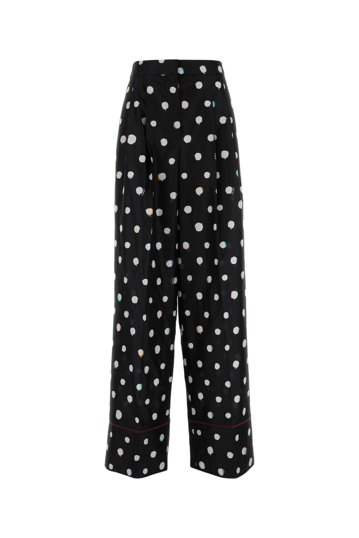 fendi printed silk wide-leg pant