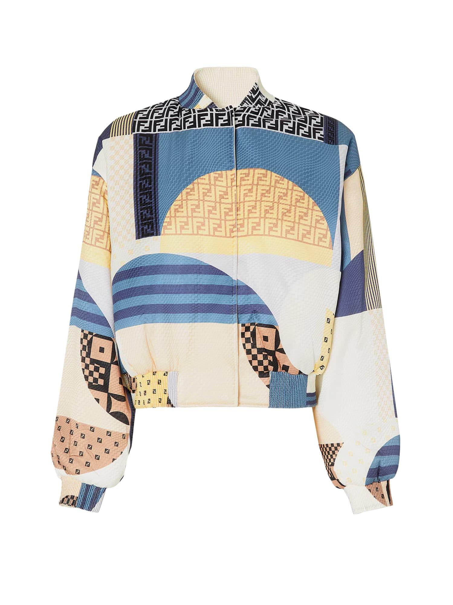 fendi reversible patchwork silk bomber