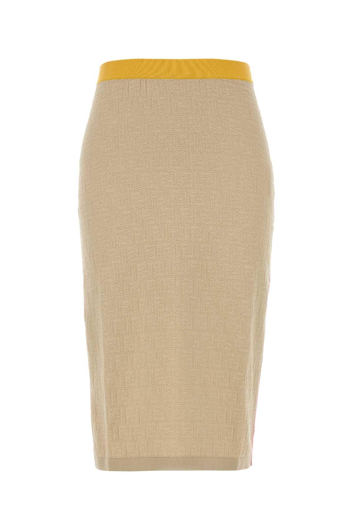 fendi sand stretch cotton blend skirt