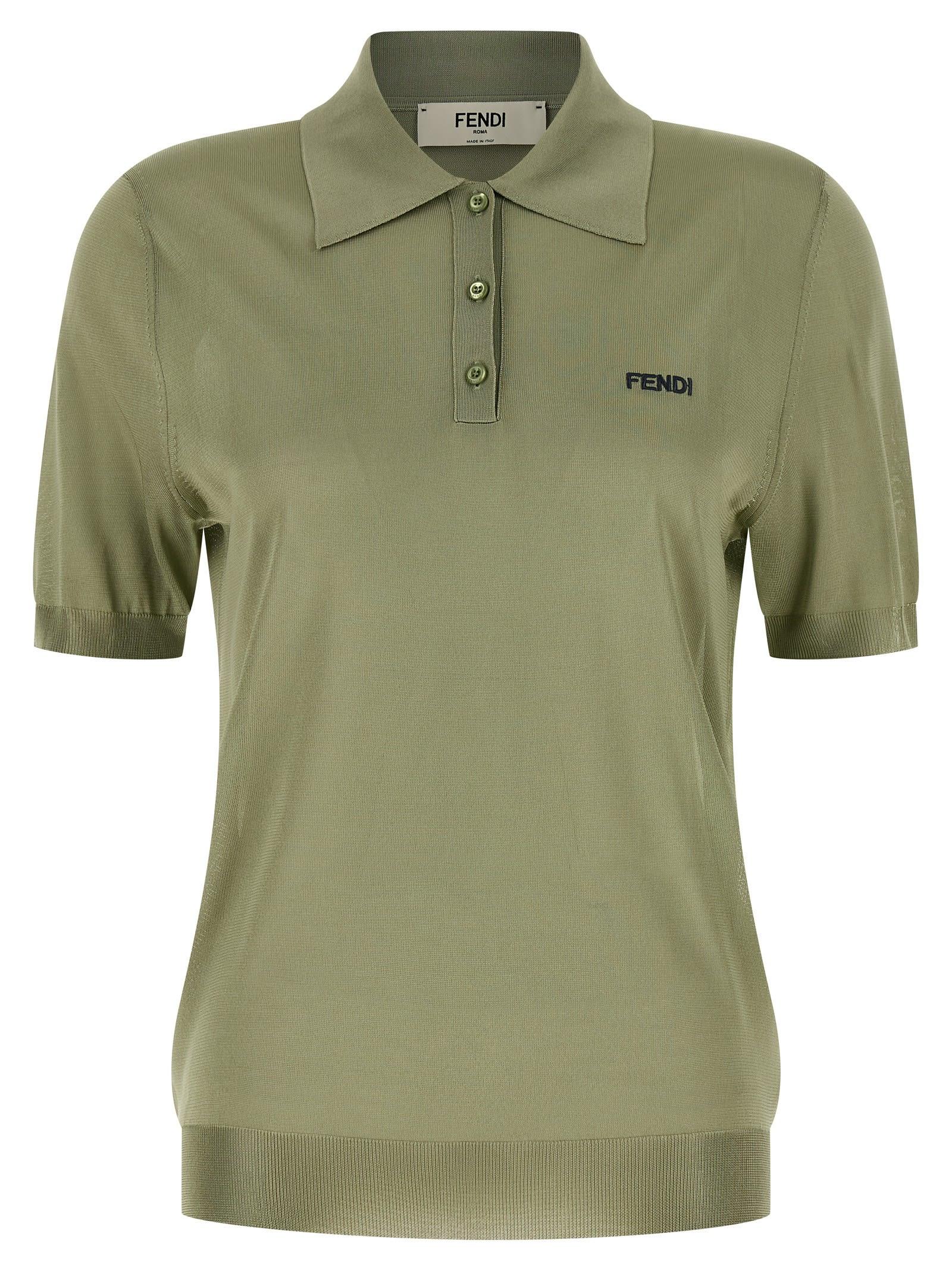 fendi shiny viscose polo shirt