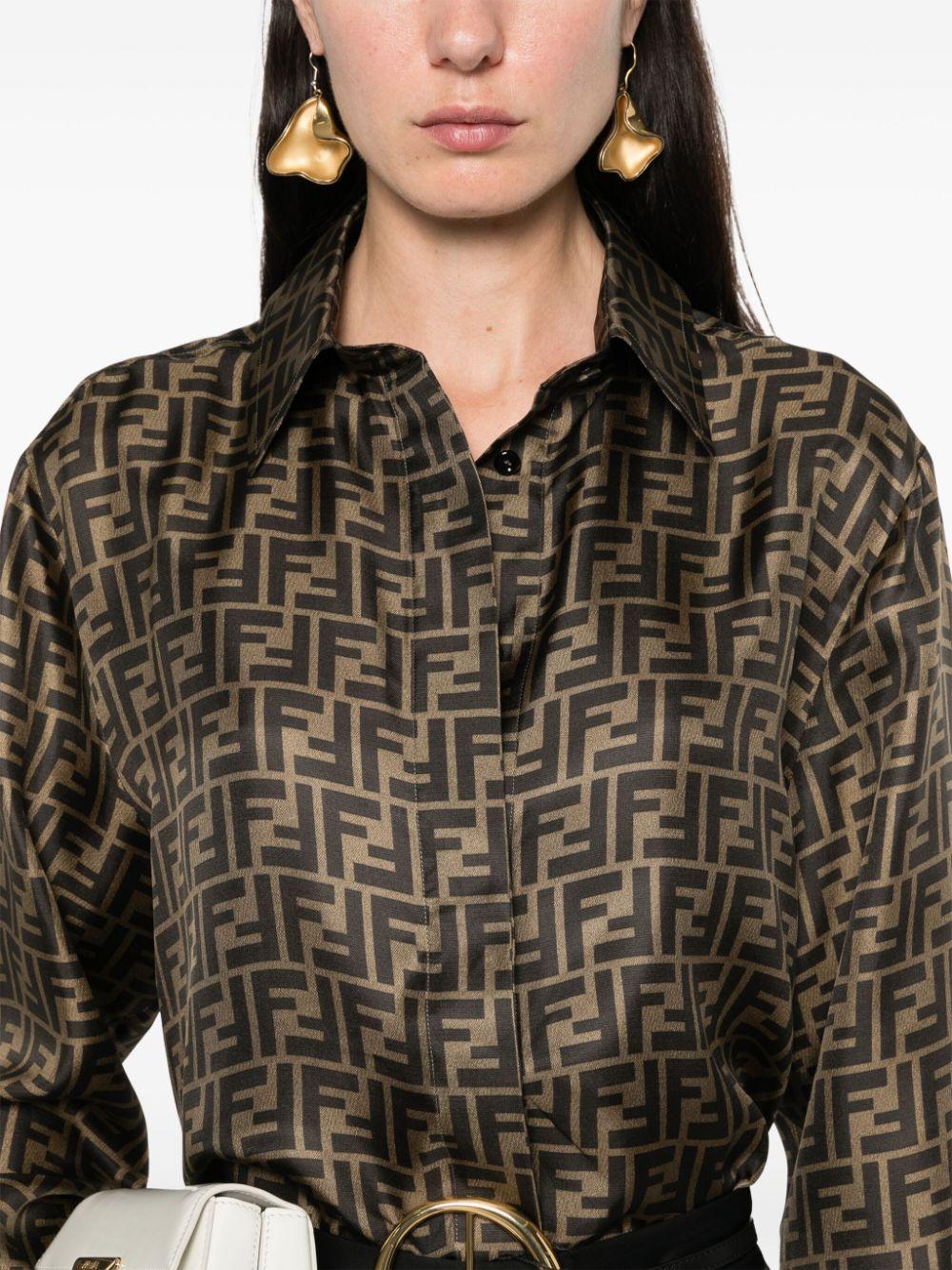 fendi shirts brown silk - women